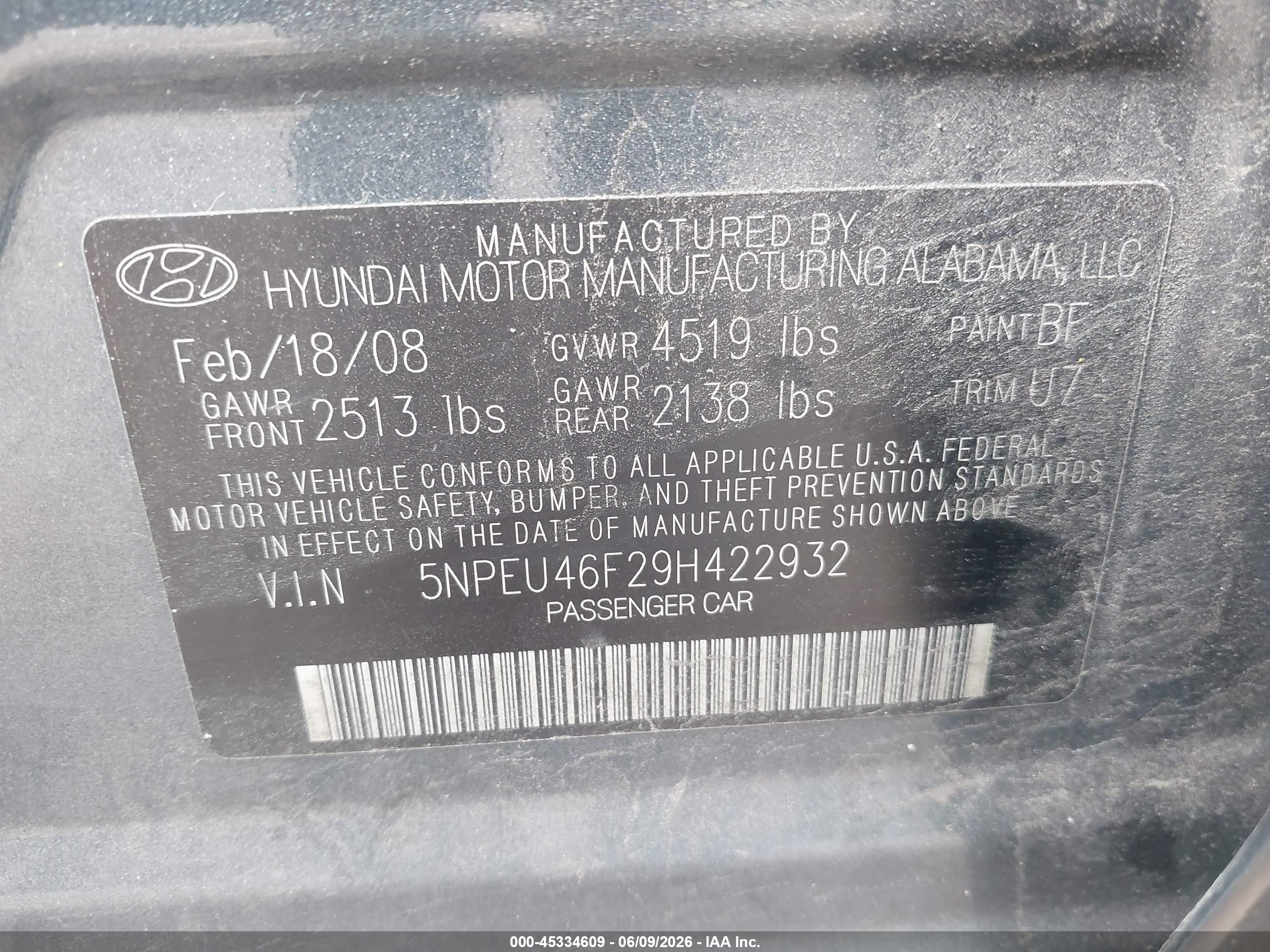 2009 Hyundai Sonata Limited V6 Gray vin: 5NPEU46F29H422932