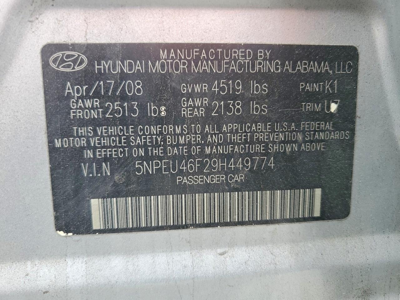 2009 Hyundai Sonata Silver vin: 5NPEU46F29H449774