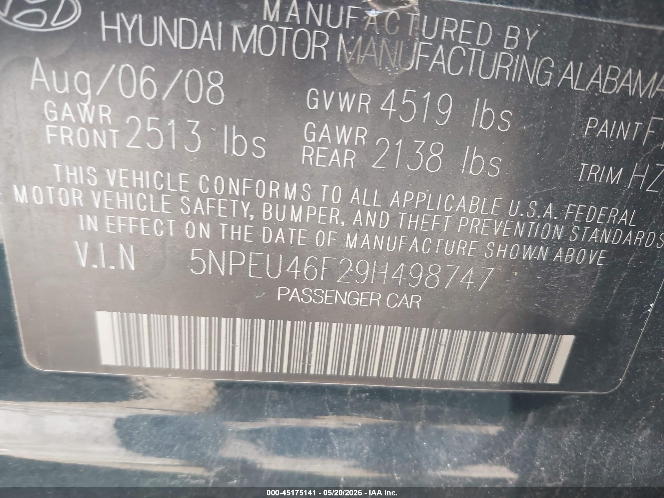 2009 Hyundai Sonata Limited V6 Black vin: 5NPEU46F29H498747