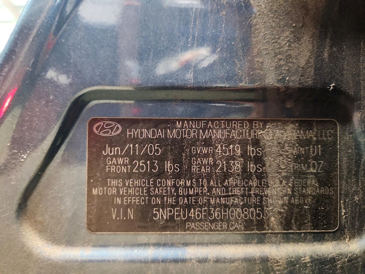 2006 Hyundai Sonata Gls V6 Blue vin: 5NPEU46F36H008053