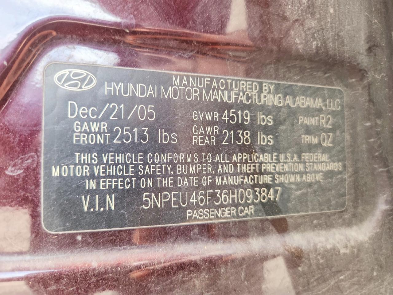 2006 Hyundai Sonata Gls V6 Maroon vin: 5NPEU46F36H093847
