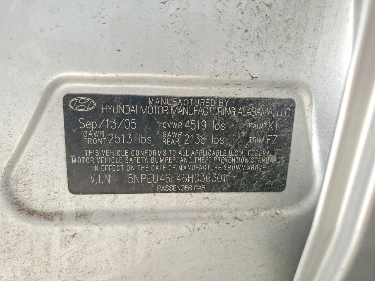 2006 Hyundai Sonata Gls V6 Silver vin: 5NPEU46F46H036301