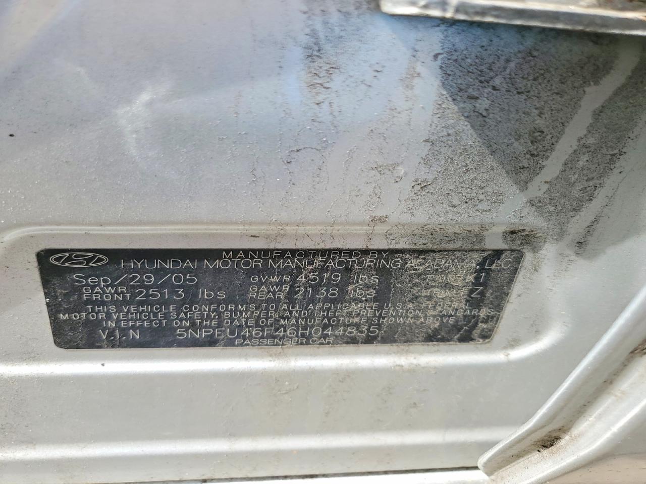 2006 Hyundai Sonata Gls/lx Silver vin: 5NPEU46F46H044835