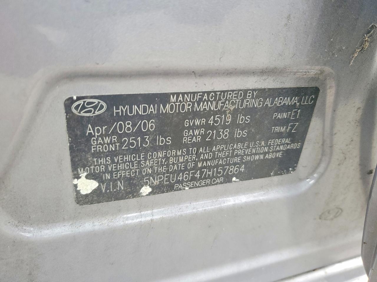 2007 Hyundai Sonata Se Gray vin: 5NPEU46F47H157864