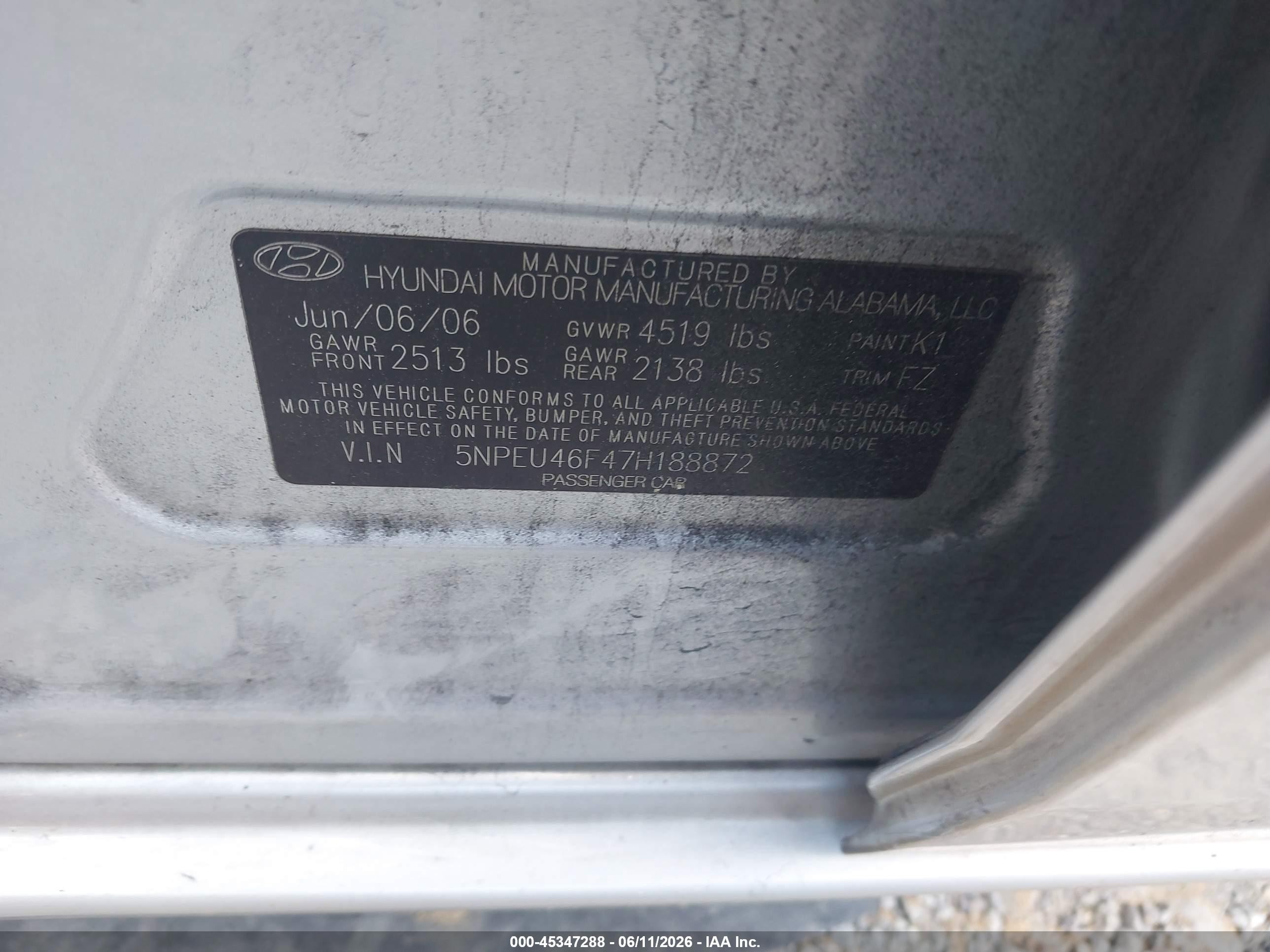 2007 Hyundai Sonata Limited/limited W/xm/se/se W/xm Серебряный vin: 5NPEU46F47H188872