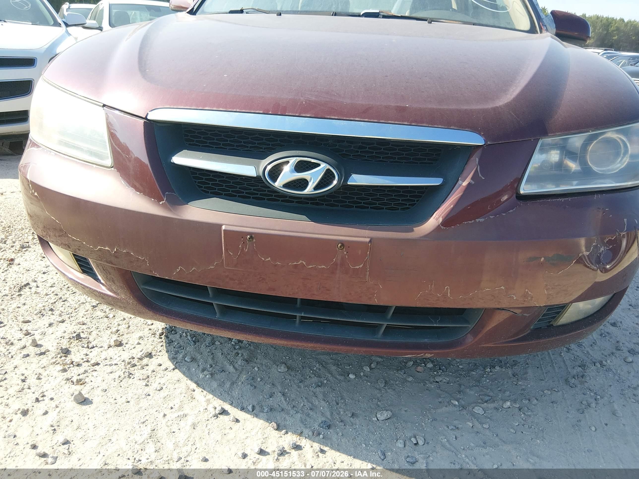 2007 Hyundai Sonata Limited/se V6 Темно-бордовый vin: 5NPEU46F47H243112