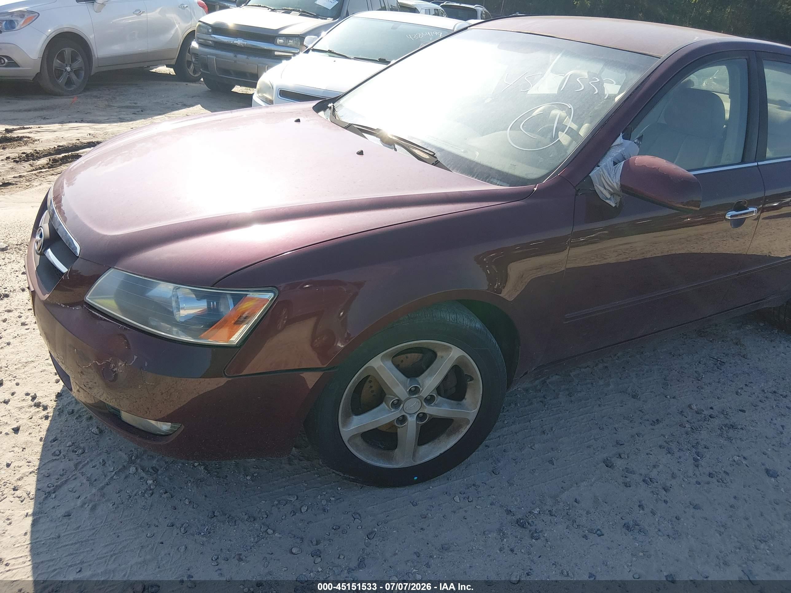 2007 Hyundai Sonata Limited/se V6 Темно-бордовый vin: 5NPEU46F47H243112