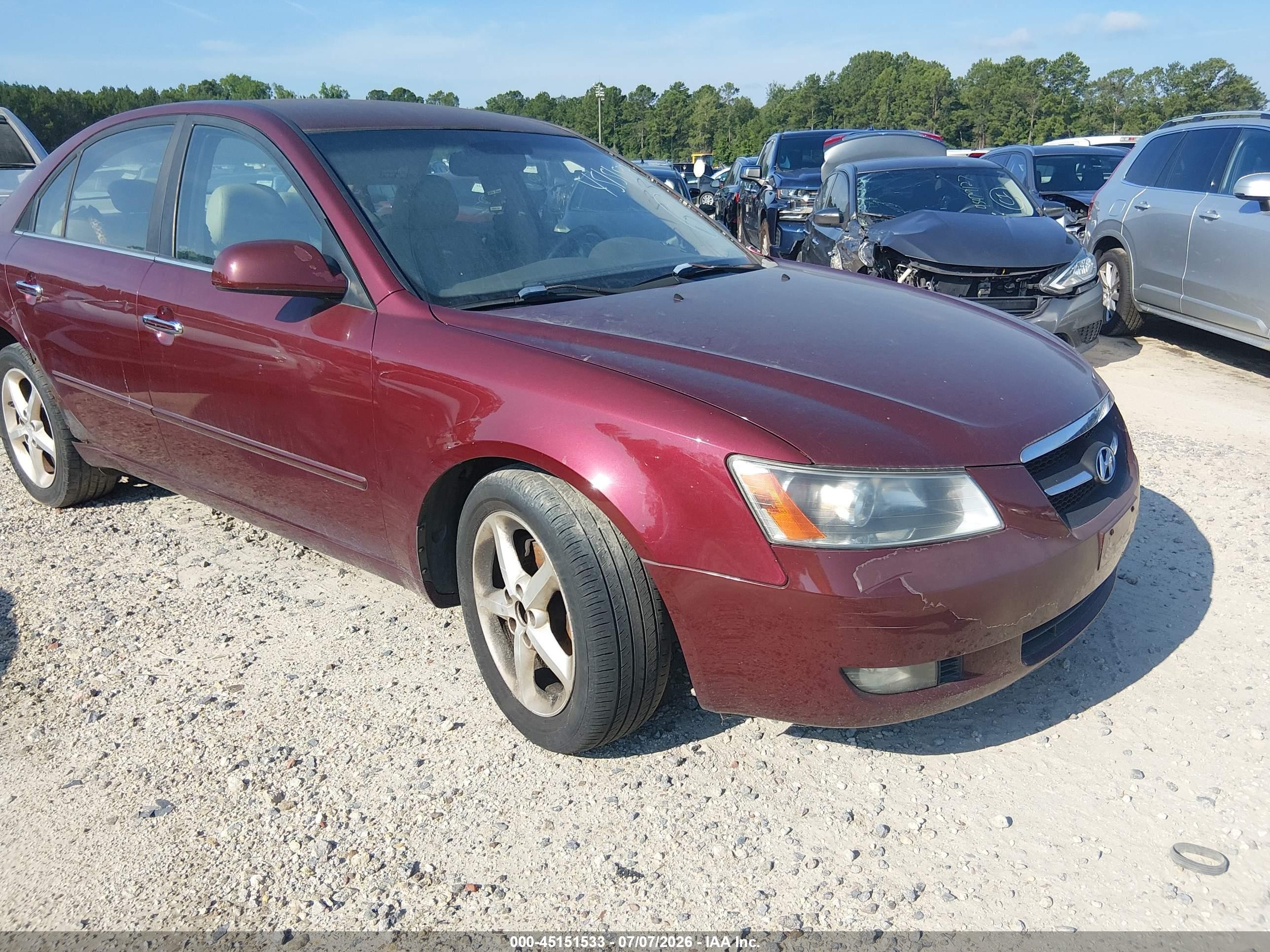 2007 Hyundai Sonata Limited/se V6 Темно-бордовый vin: 5NPEU46F47H243112