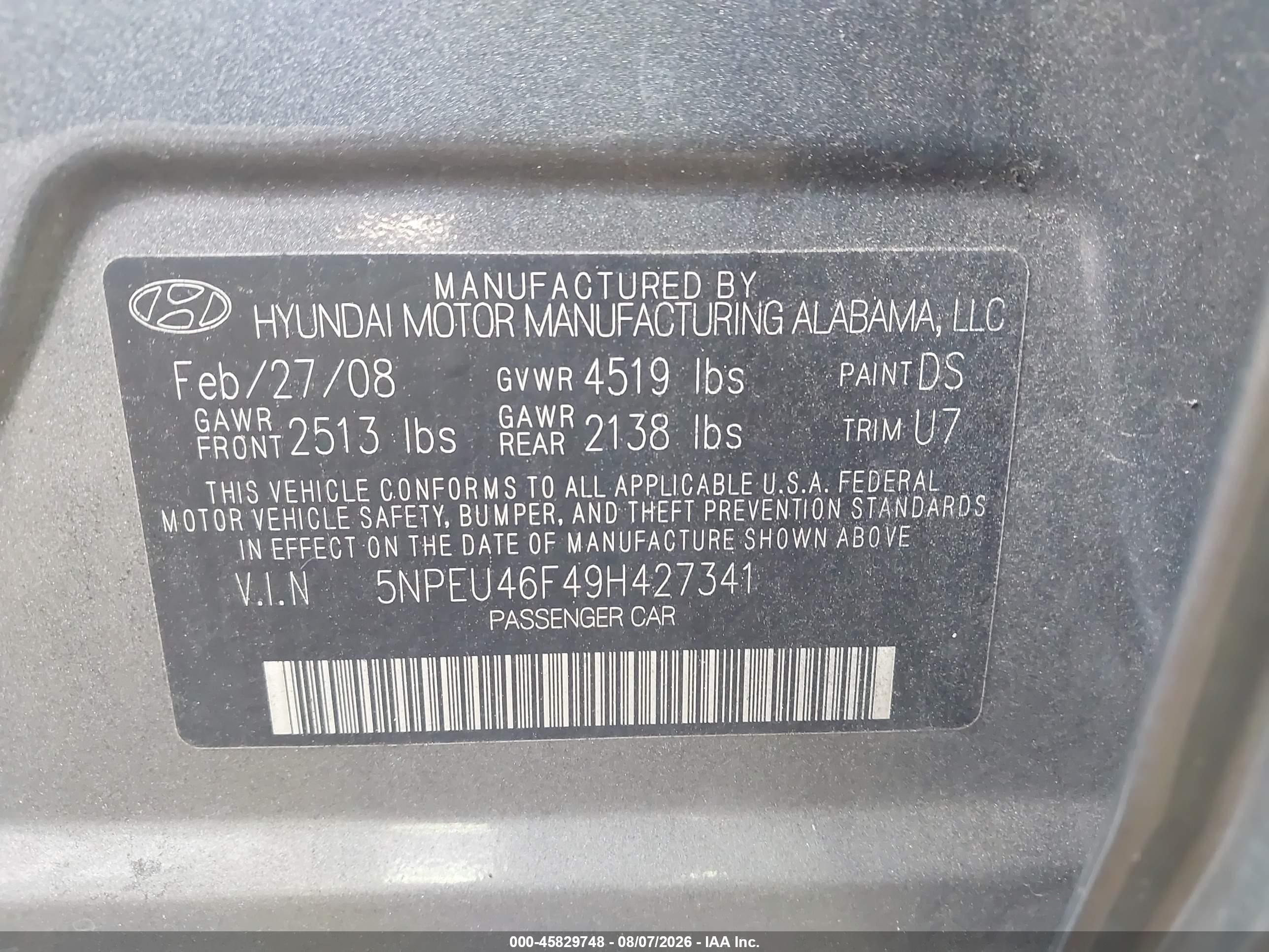 2009 Hyundai Sonata Limited V6 Gray vin: 5NPEU46F49H427341