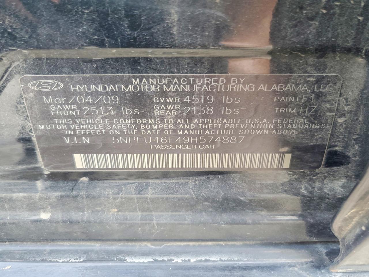 2009 Hyundai Sonata Limited V6 Black vin: 5NPEU46F49H574887