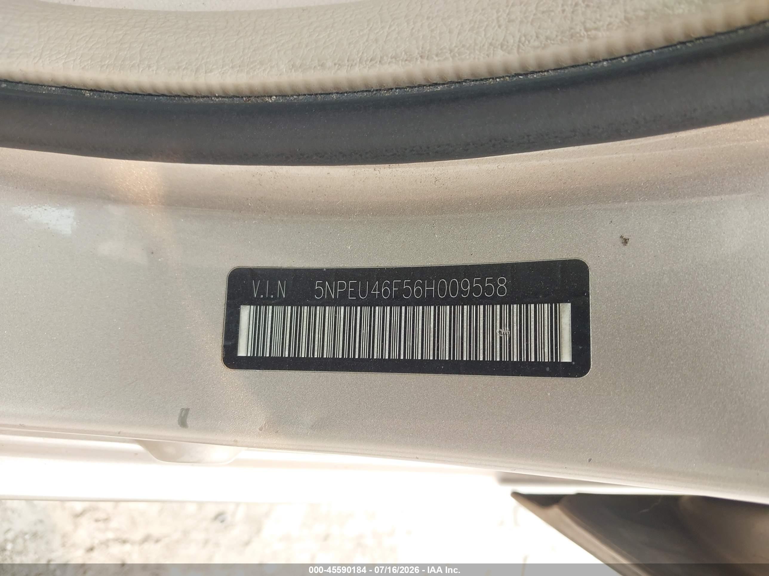 2006 Hyundai Sonata Gls V6/lx V6 Beige vin: 5NPEU46F56H009558
