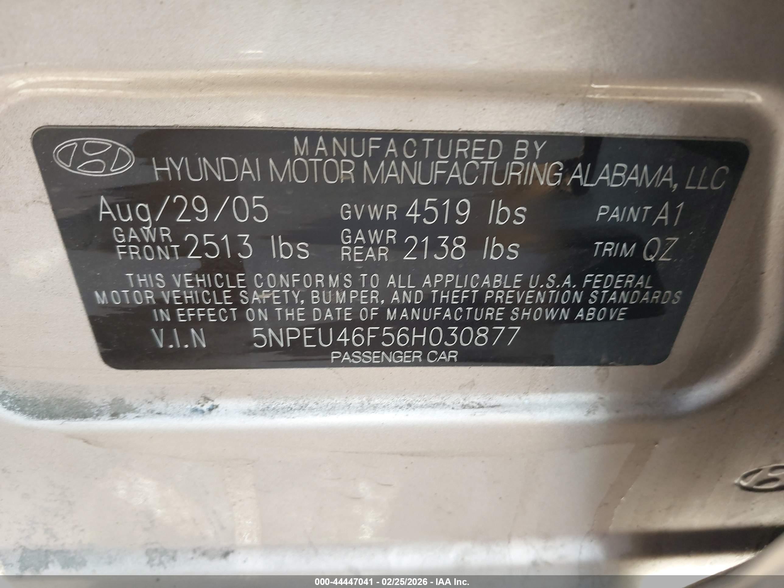 2006 Hyundai Sonata Gls V6/lx V6 Silver vin: 5NPEU46F56H030877