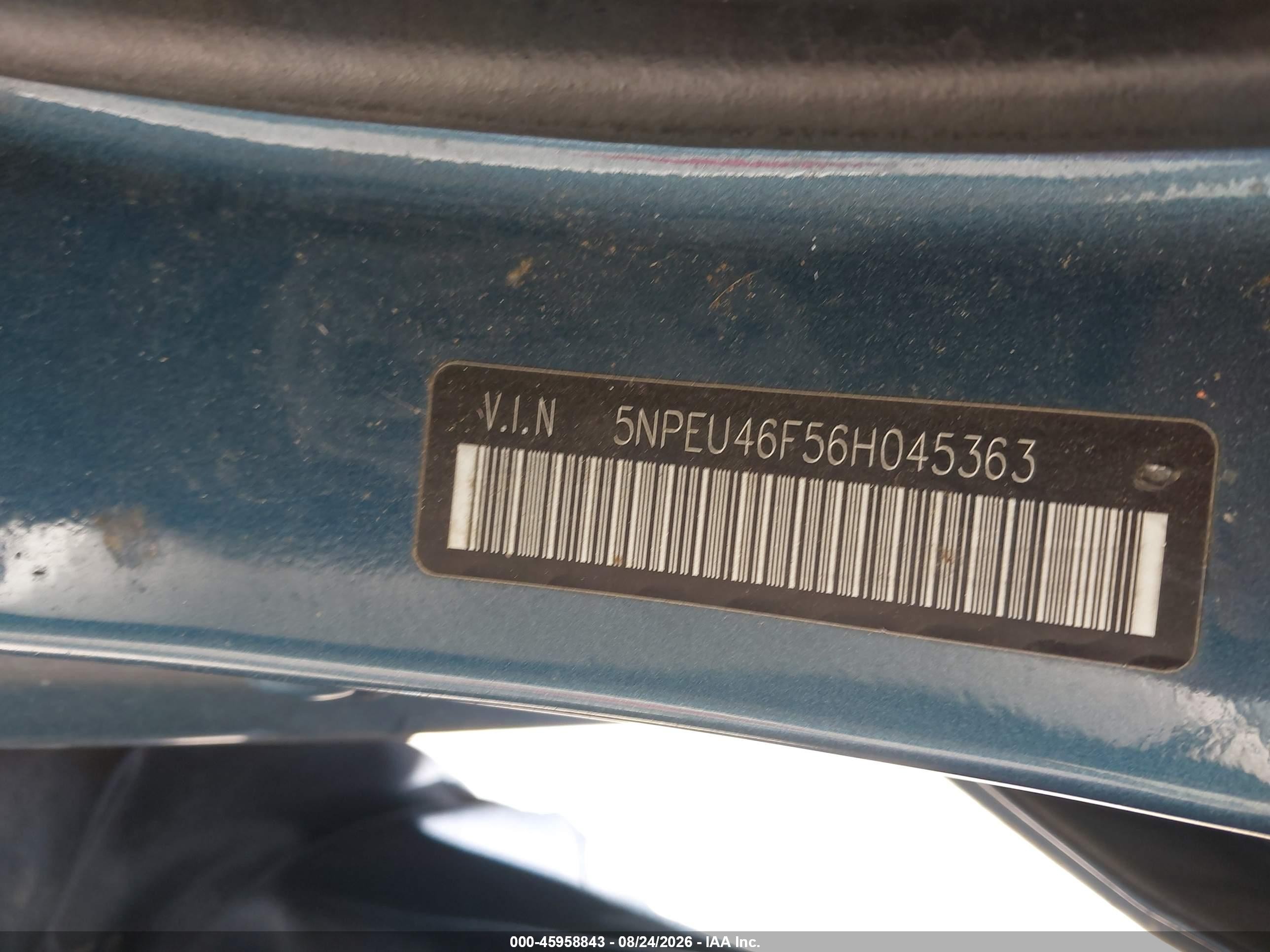 2006 Hyundai Sonata Gls V6/lx V6 Бирюзовый vin: 5NPEU46F56H045363