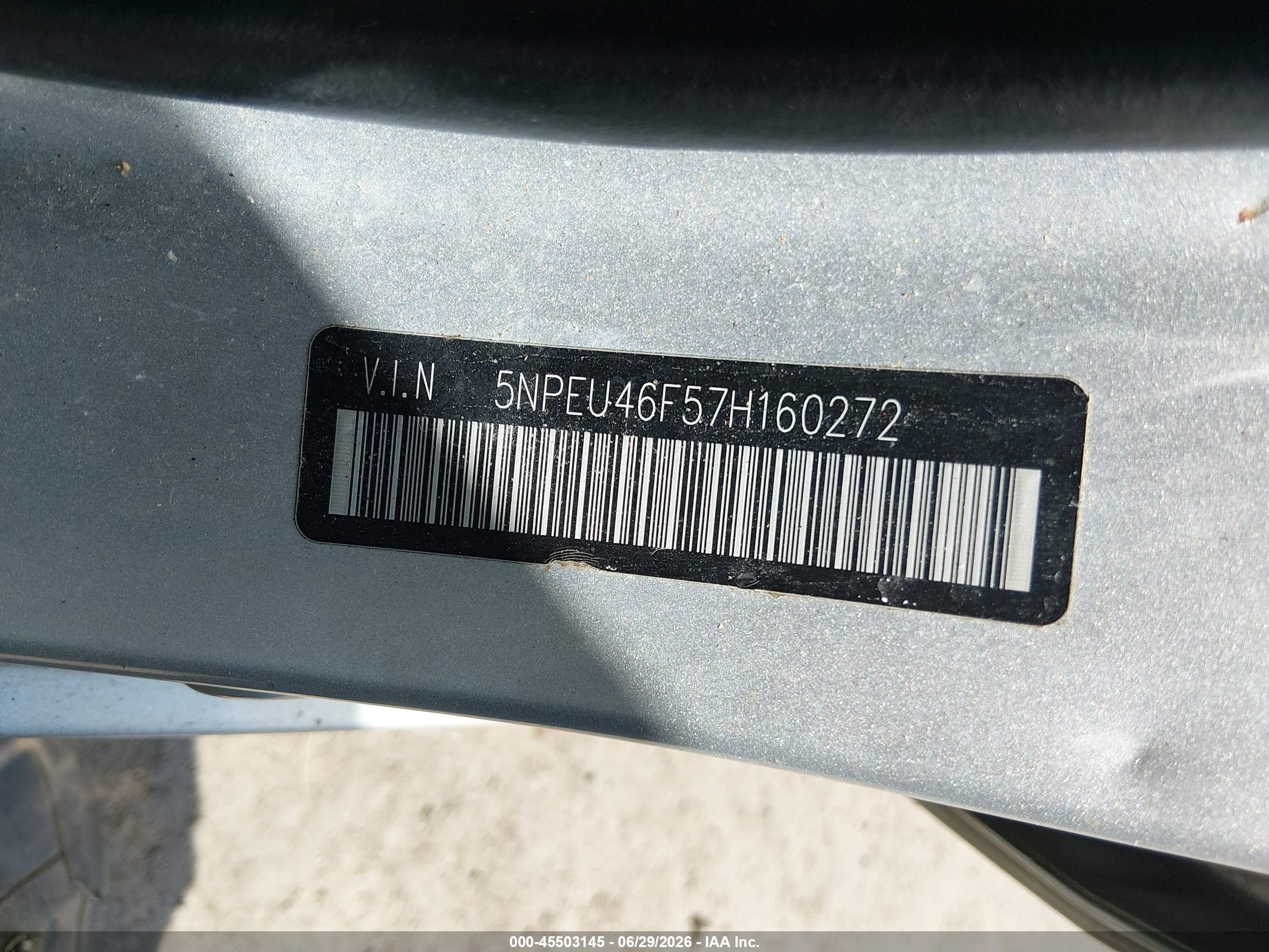 2007 Hyundai Sonata Limited/limited W/xm/se/se W/xm Silver vin: 5NPEU46F57H160272