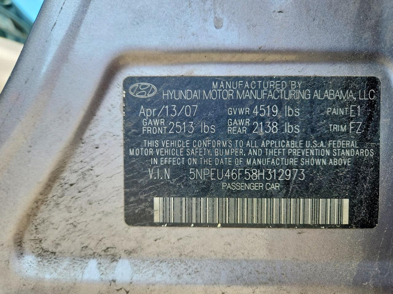 2008 Hyundai Sonata Se V6 Gray vin: 5NPEU46F58H312973