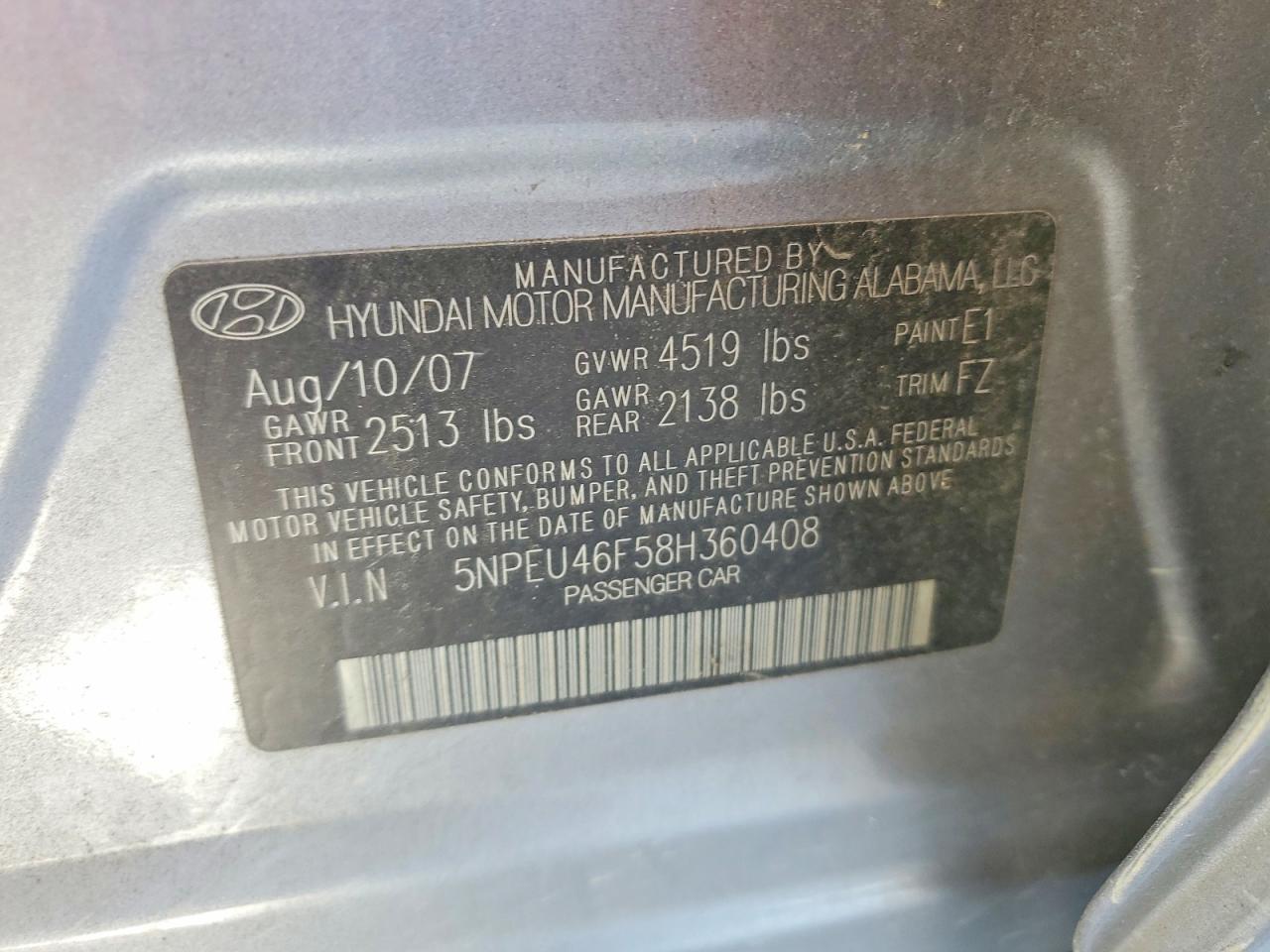 2008 Hyundai Sonata Se V6 Silver vin: 5NPEU46F58H360408