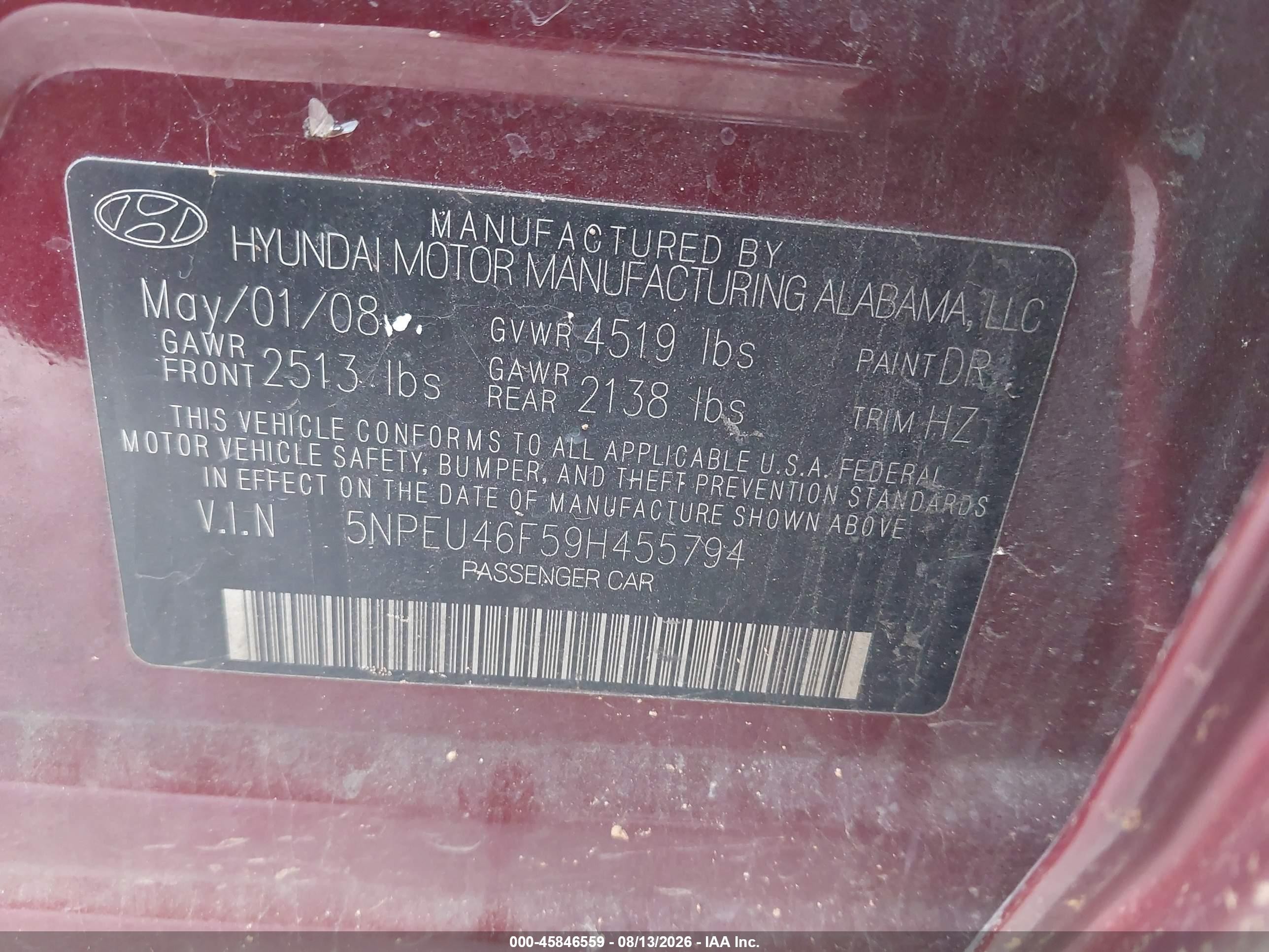 2009 Hyundai Sonata Se V6 Maroon vin: 5NPEU46F59H455794