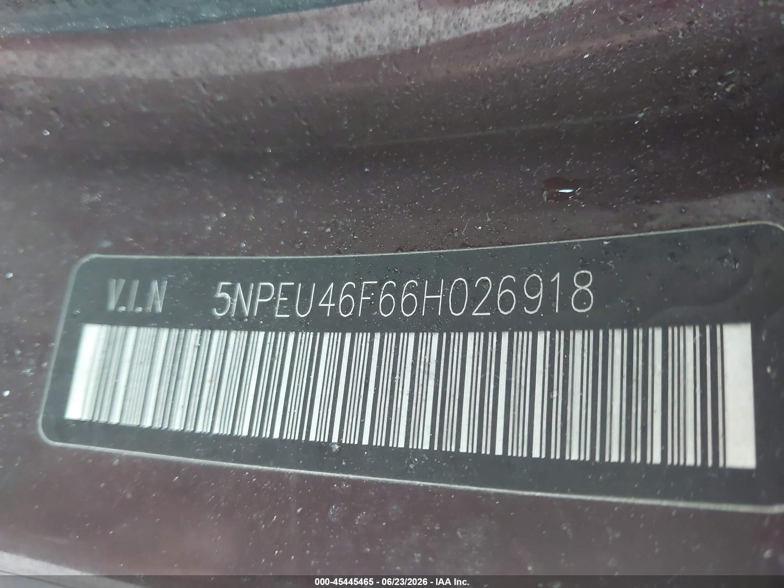 2006 Hyundai Sonata Gls V6/lx V6 Purple vin: 5NPEU46F66H026918