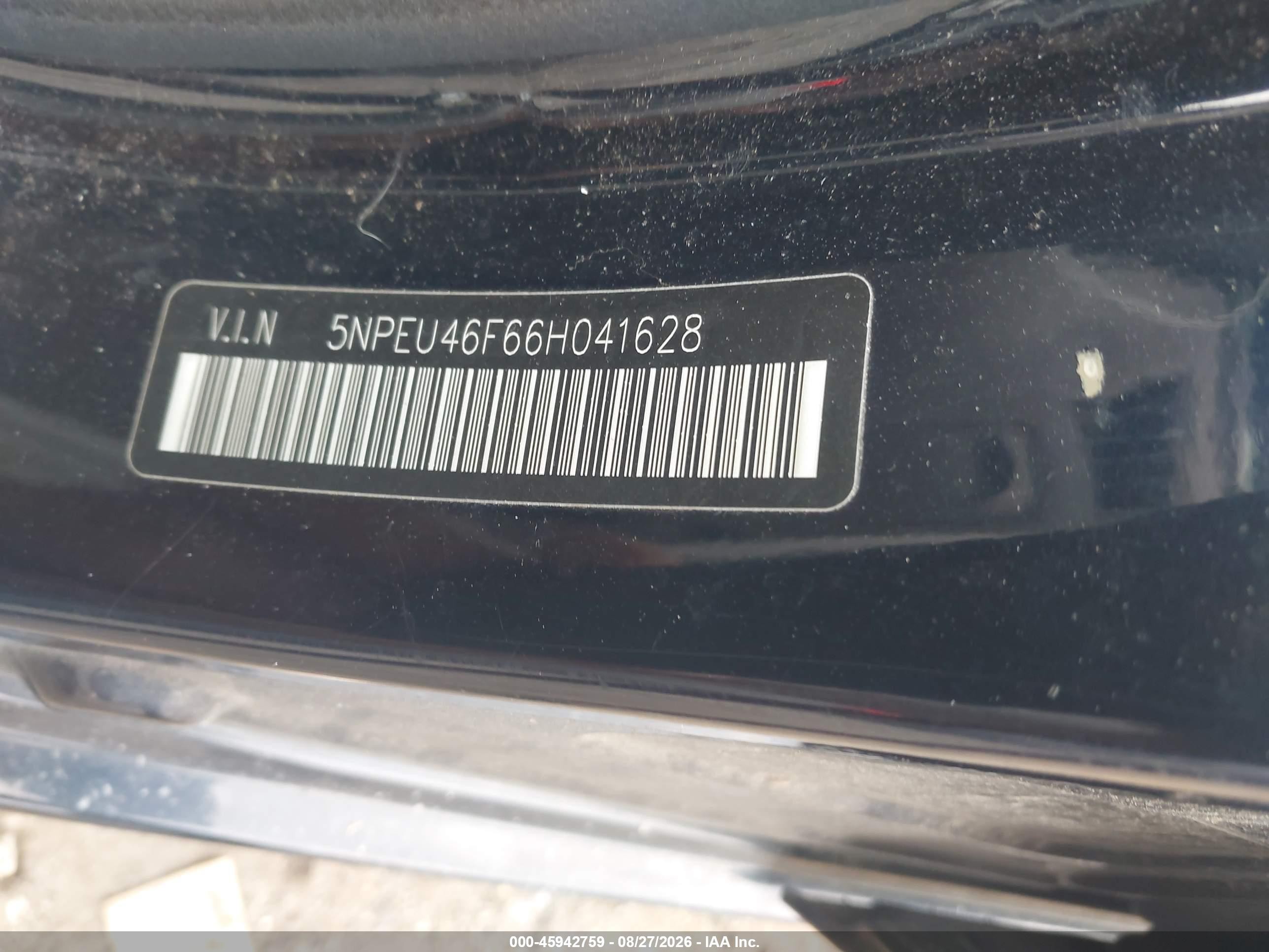 2006 Hyundai Sonata Gls V6/lx V6 Dark Blue vin: 5NPEU46F66H041628