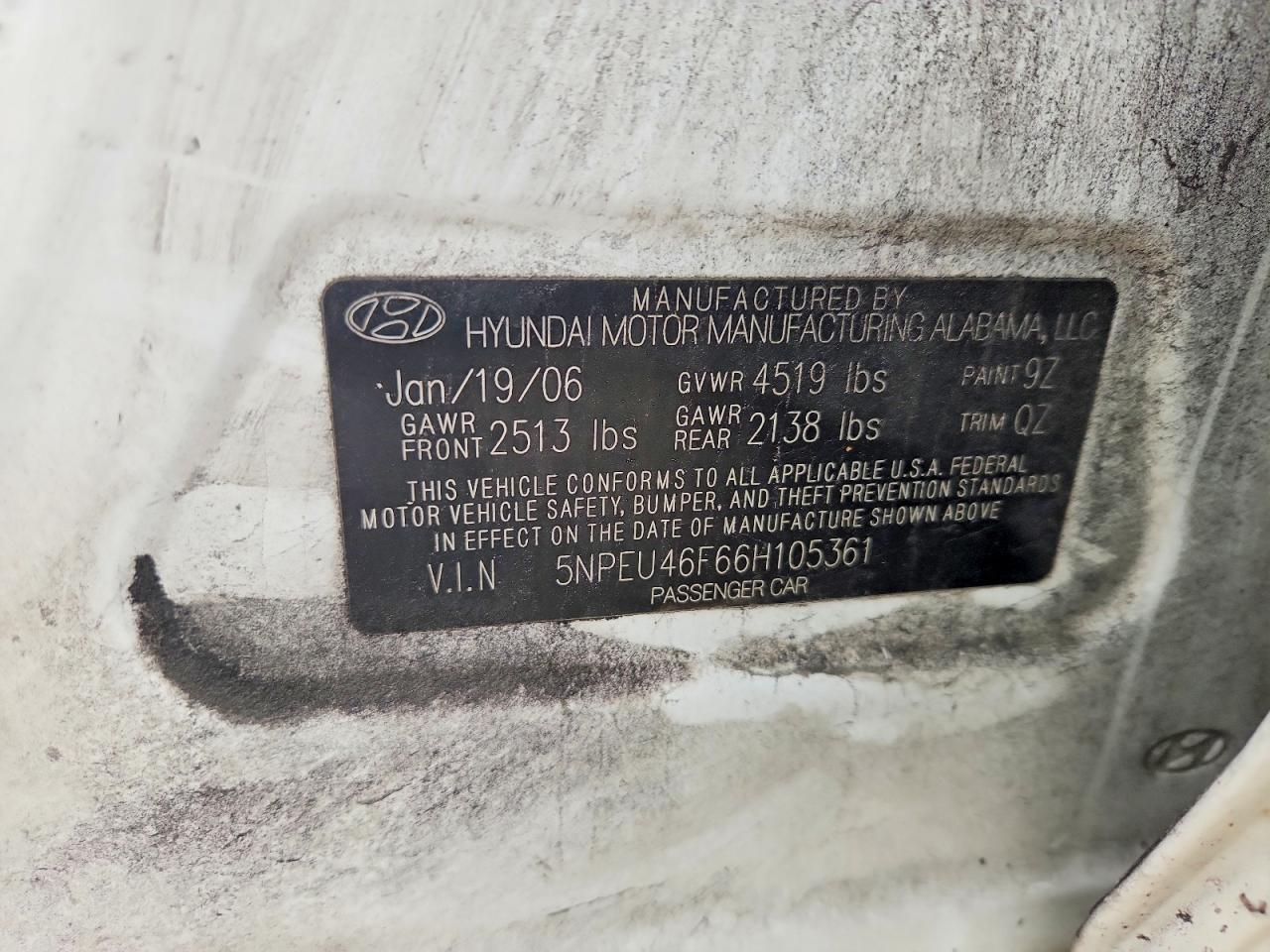 2006 Hyundai Sonata Gls V6 White vin: 5NPEU46F66H105361