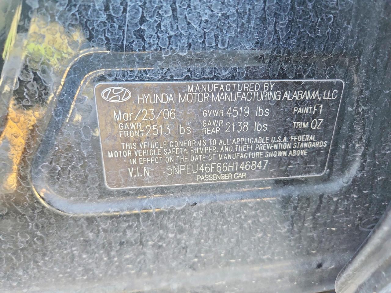 2006 Hyundai Sonata Gls V6 Black vin: 5NPEU46F66H146847