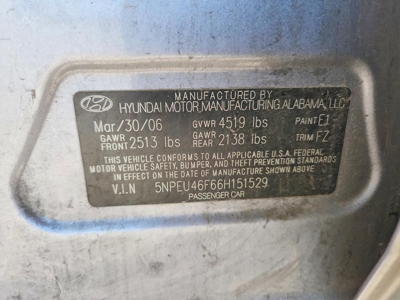2006 Hyundai Sonata Gls V6 Silver vin: 5NPEU46F66H151529