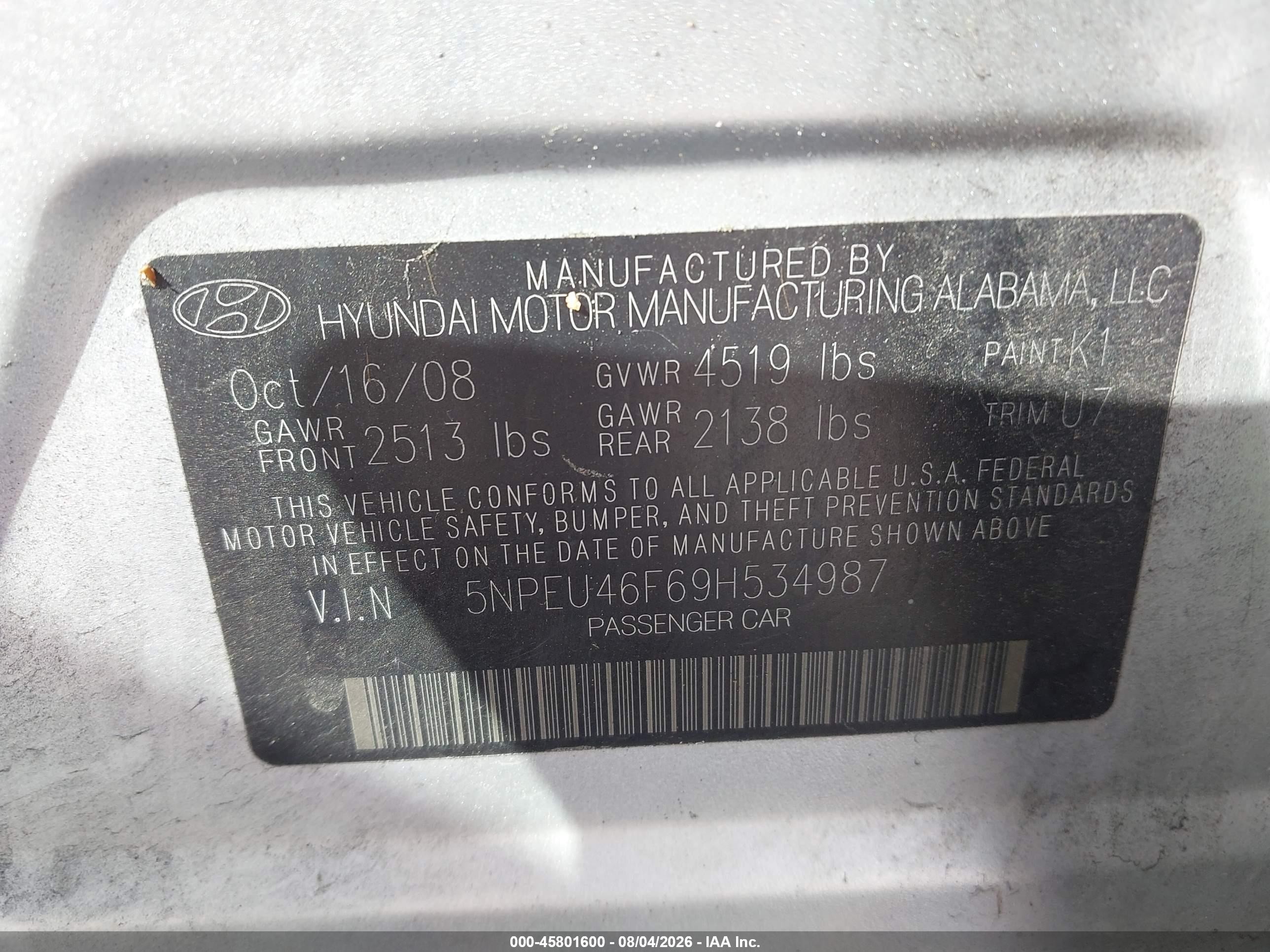 2009 Hyundai Sonata Limited V6 Silver vin: 5NPEU46F69H534987
