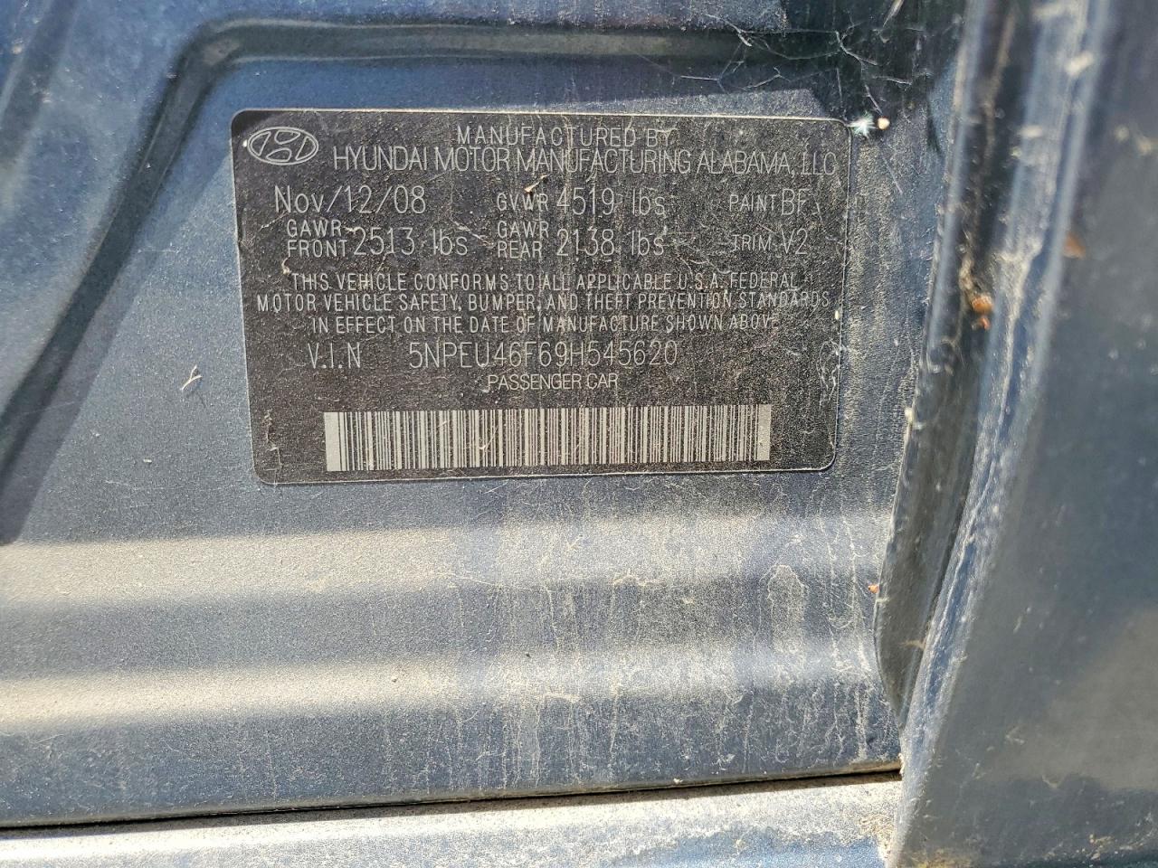 2009 Hyundai Sonata Gray vin: 5NPEU46F69H545620