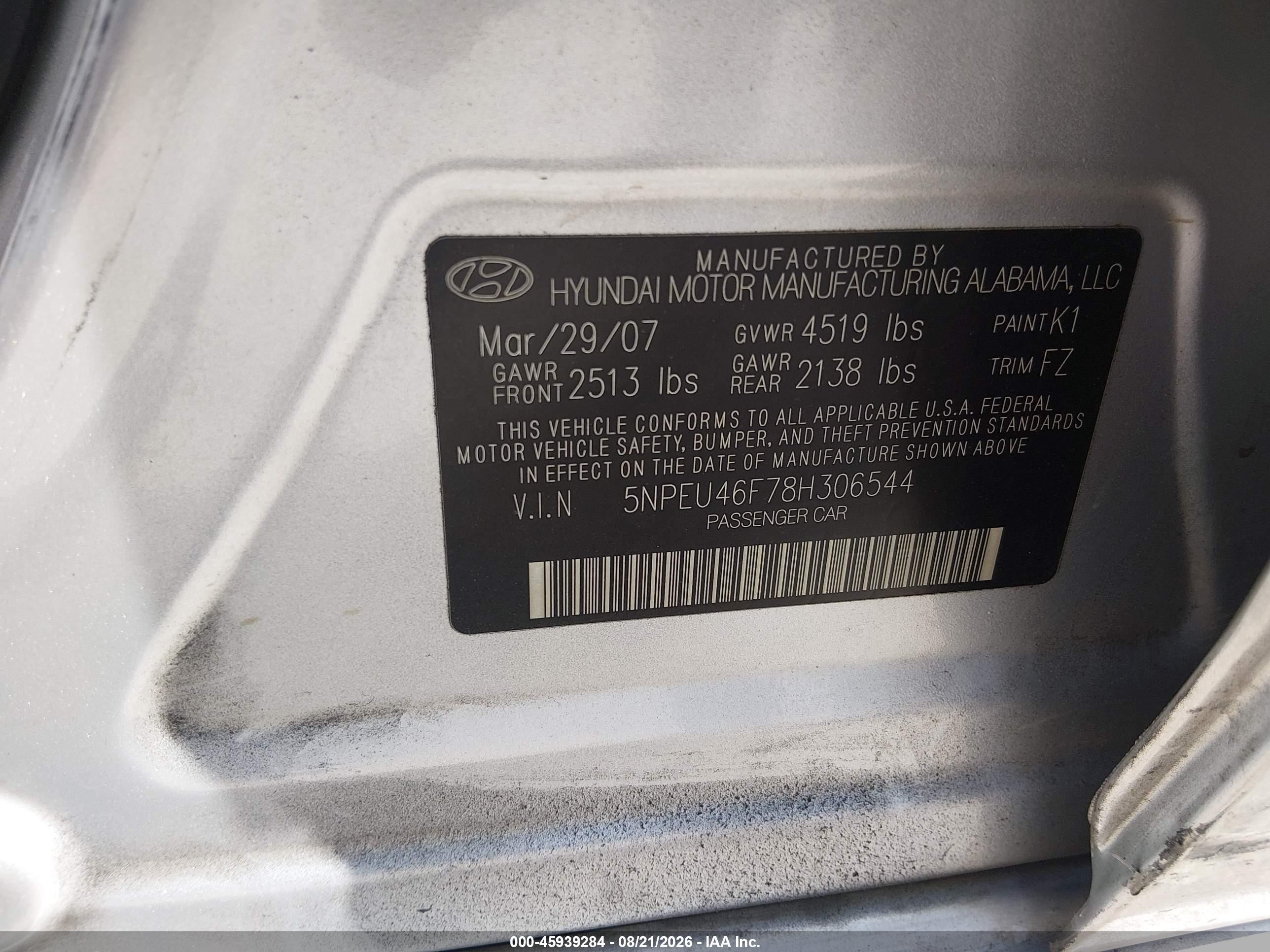 2008 Hyundai Sonata Limited V6/se V6 Silver vin: 5NPEU46F78H306544