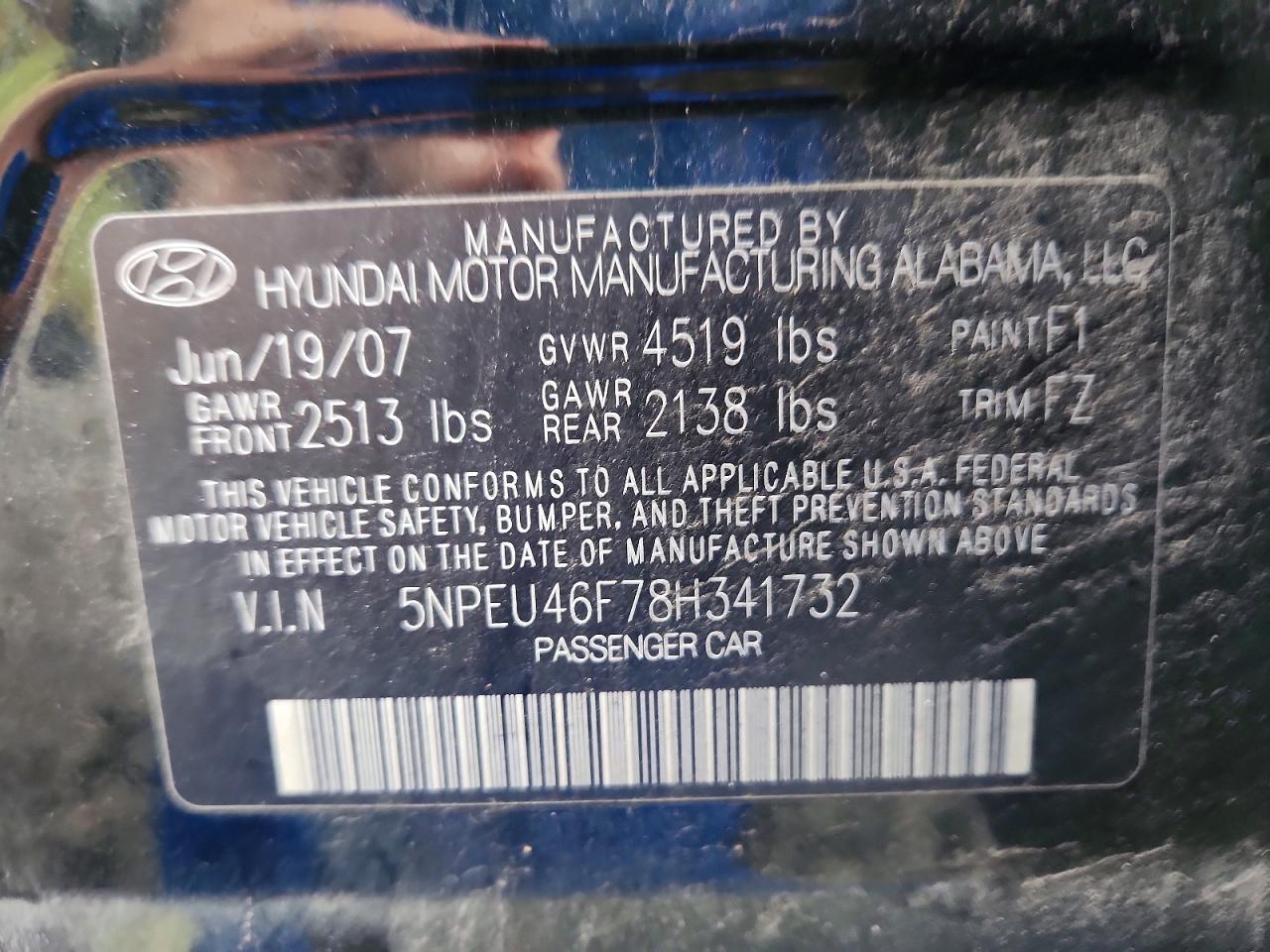 2008 Hyundai Sonata Se V6 Черный vin: 5NPEU46F78H341732