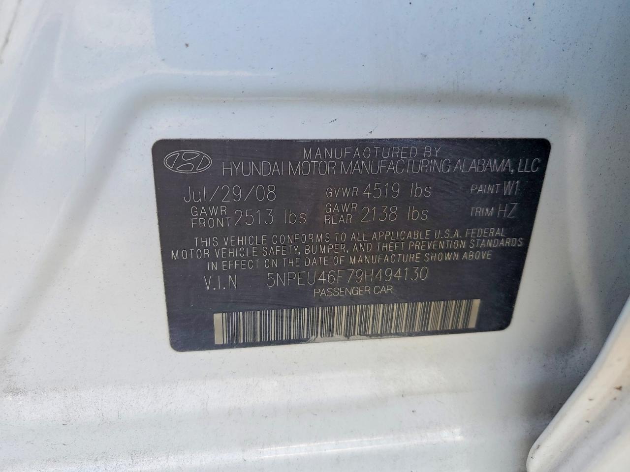 2009 Hyundai Sonata Limited V6 White vin: 5NPEU46F79H494130