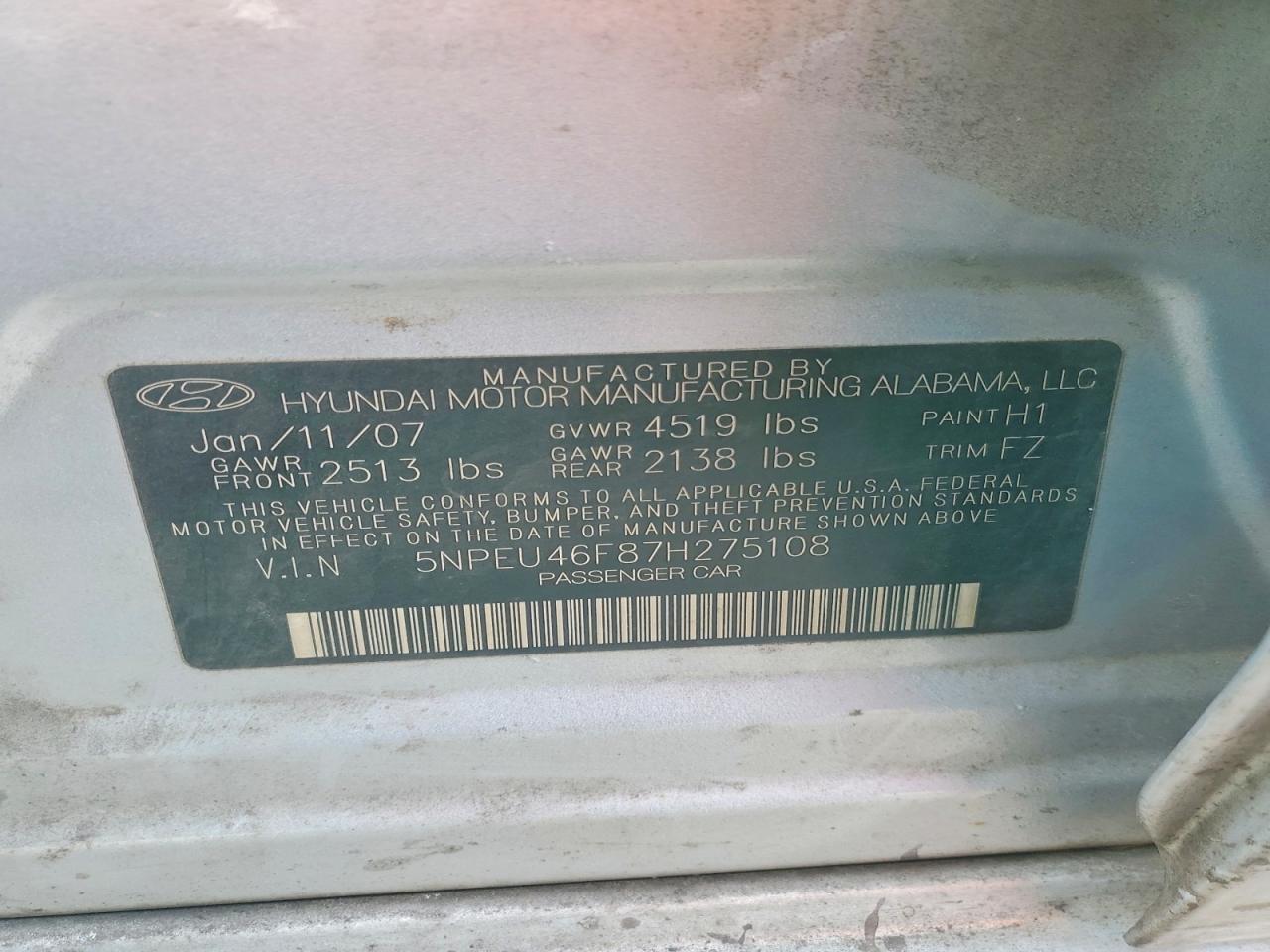 2007 Hyundai Sonata Se Серебряный vin: 5NPEU46F87H275108