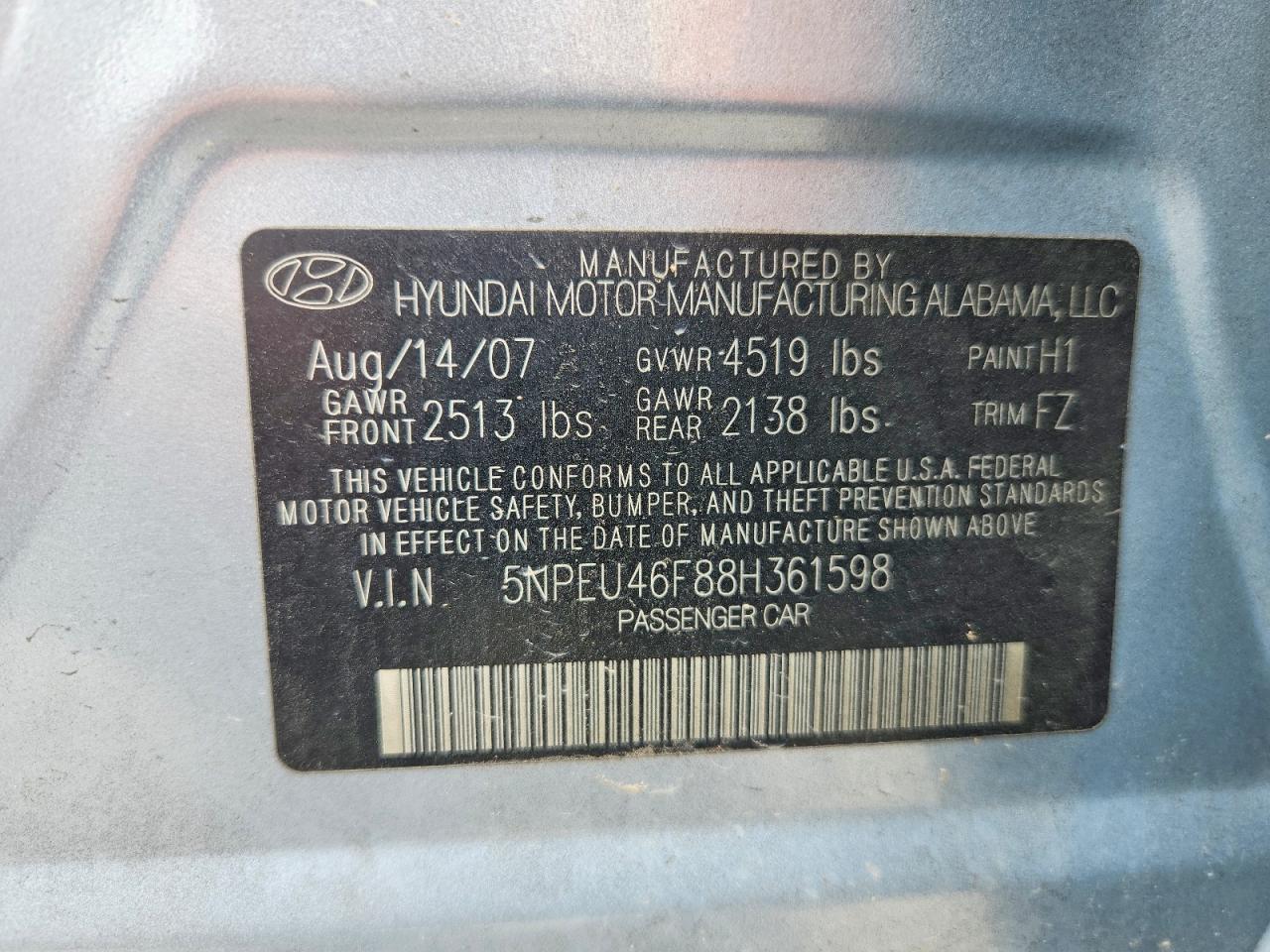 2008 Hyundai Sonata Se V6 Синий vin: 5NPEU46F88H361598
