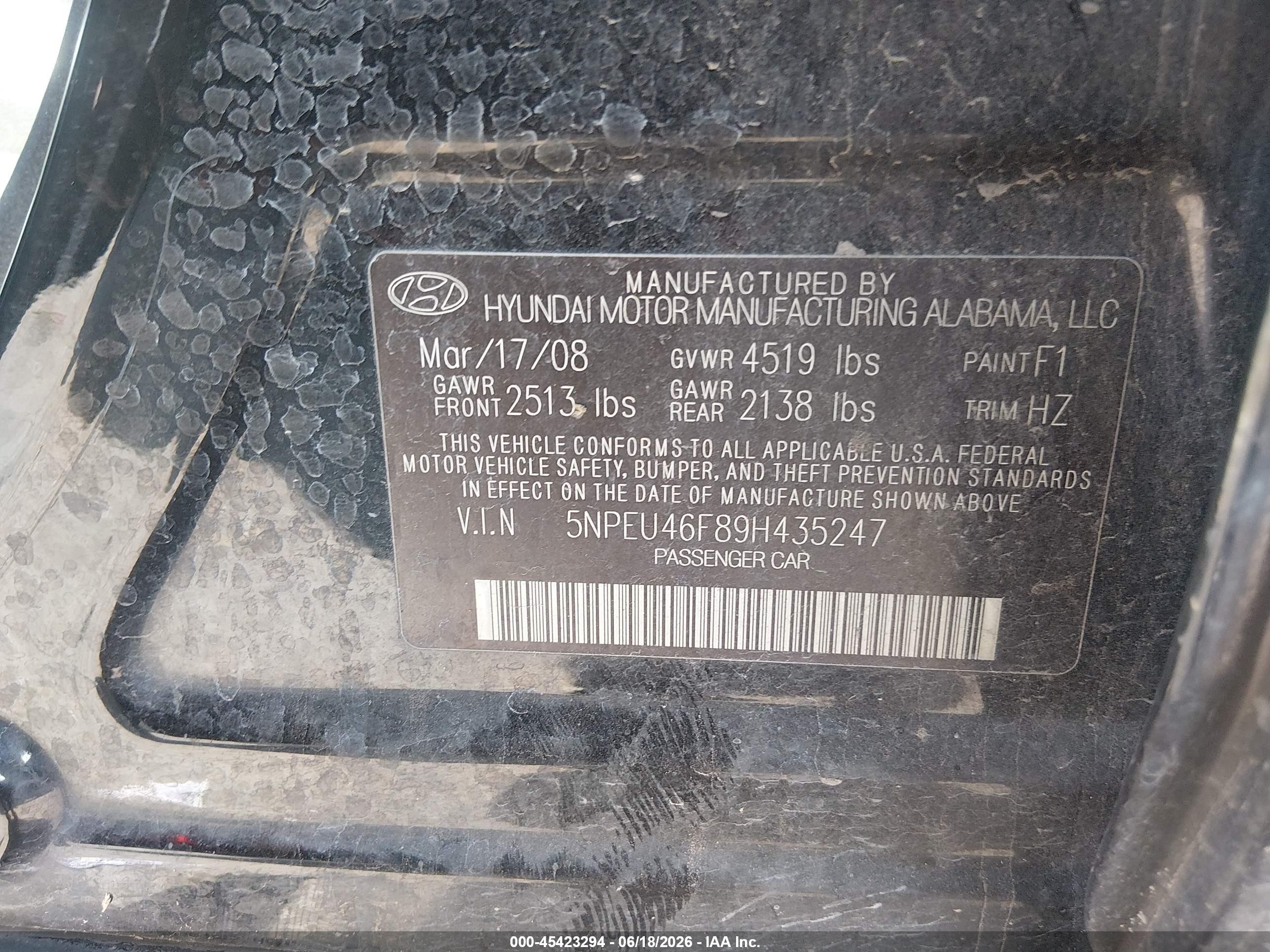 2009 Hyundai Sonata Se V6 Черный vin: 5NPEU46F89H435247