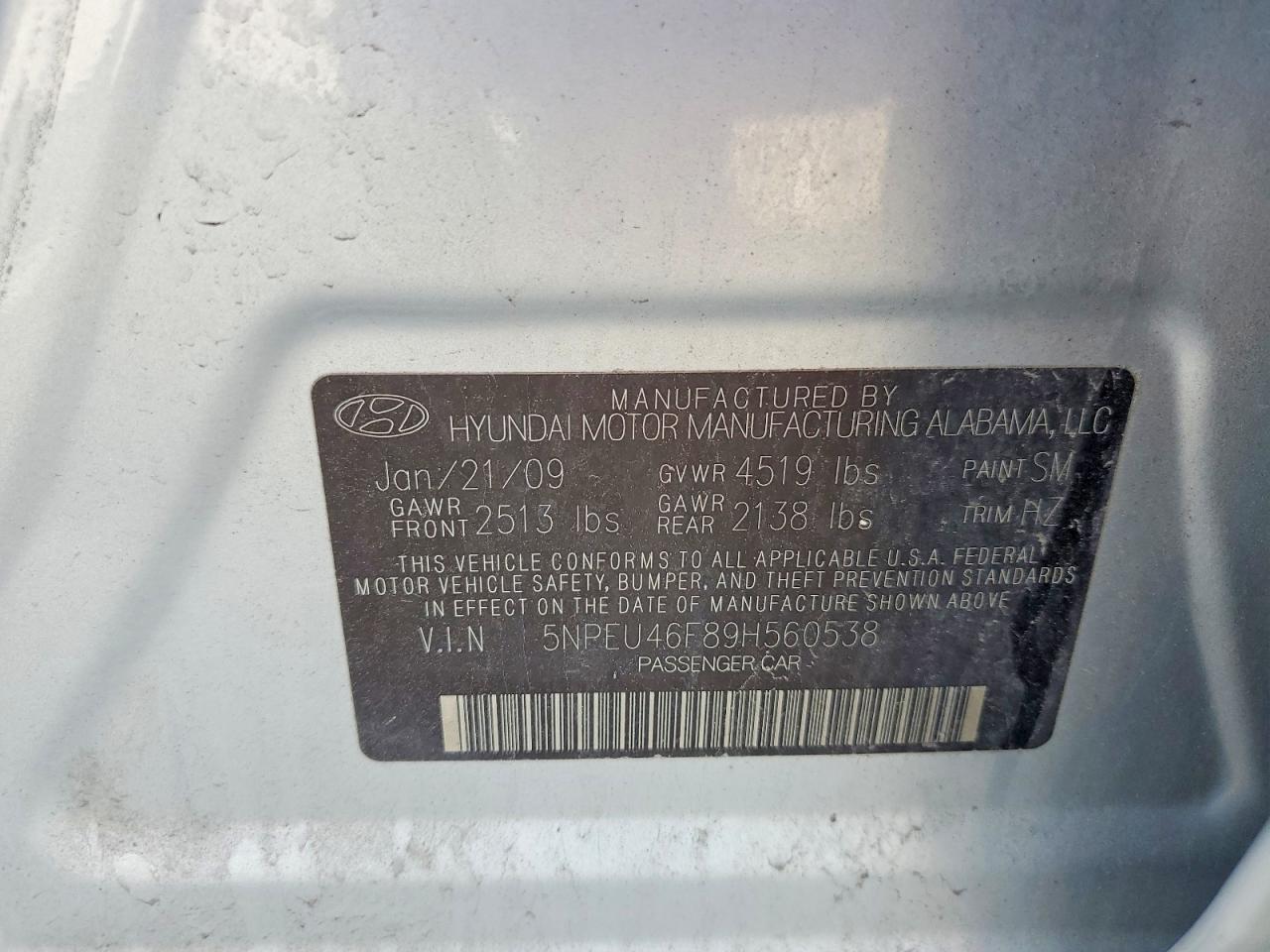 2009 Hyundai Sonata Limited V6 Silver vin: 5NPEU46F89H560538