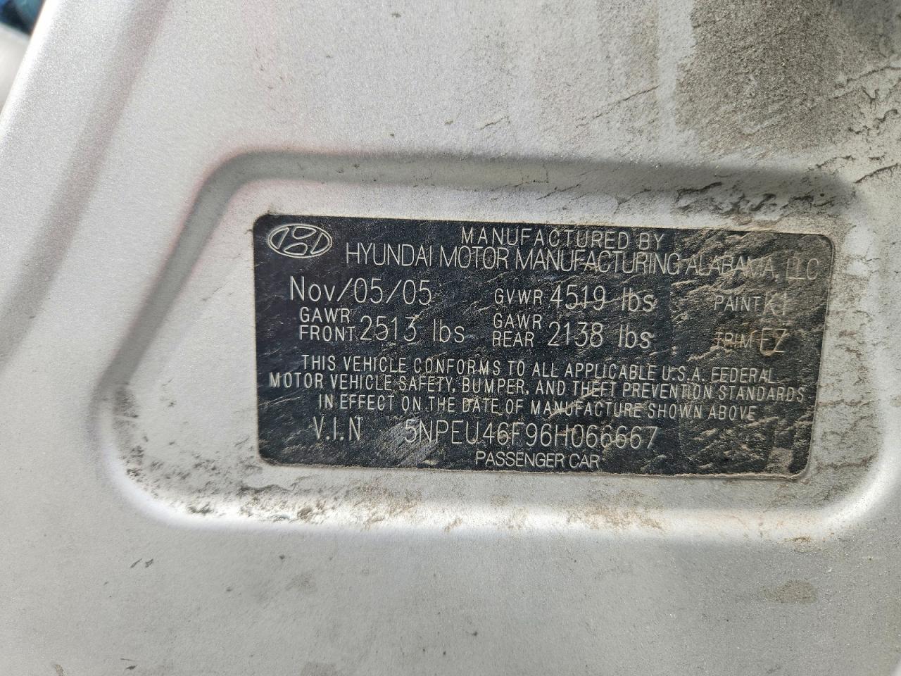 2006 Hyundai Sonata Gls V6 Silver vin: 5NPEU46F96H066667