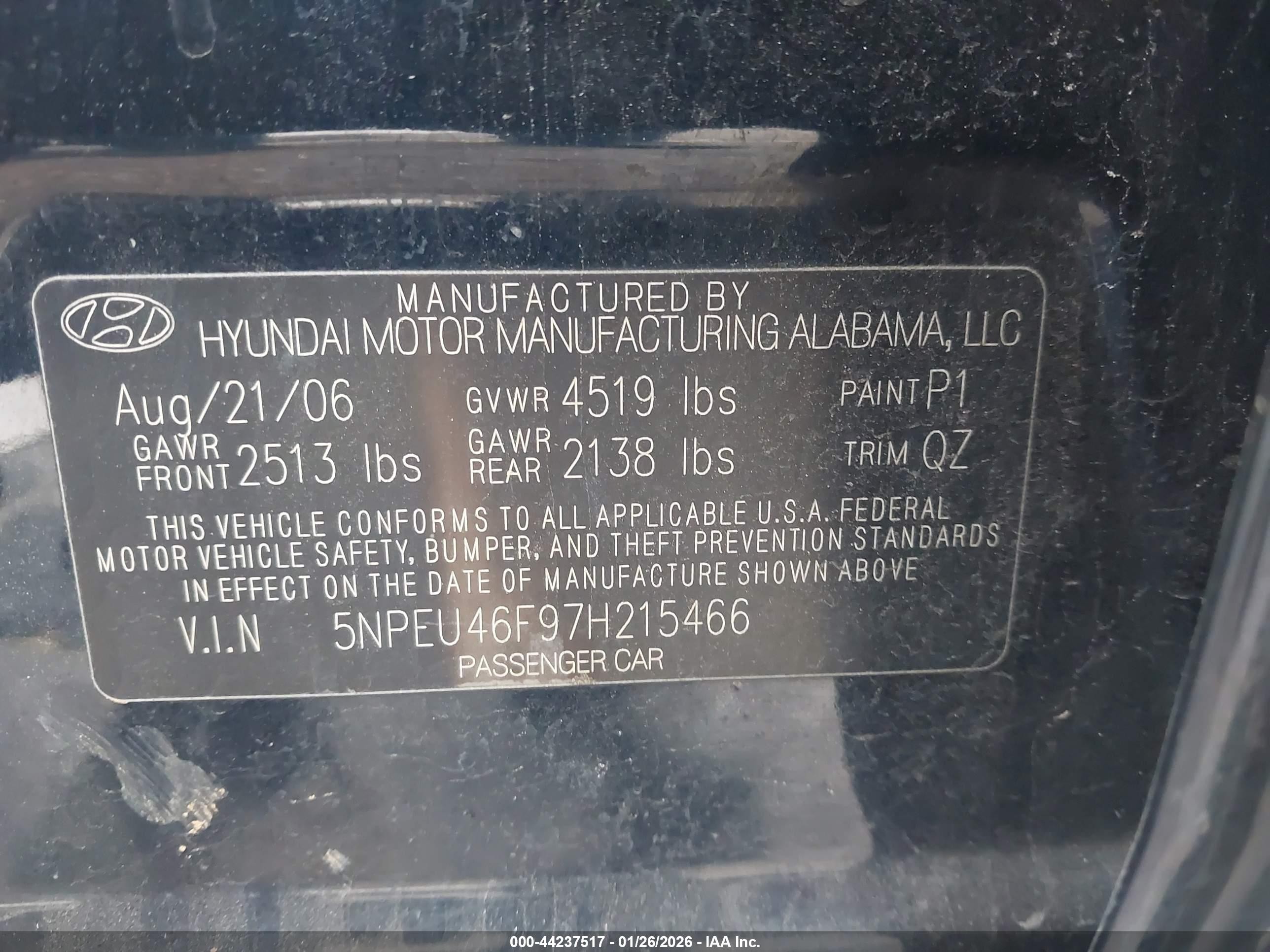 2007 Hyundai Sonata Limited/se V6 Синий vin: 5NPEU46F97H215466