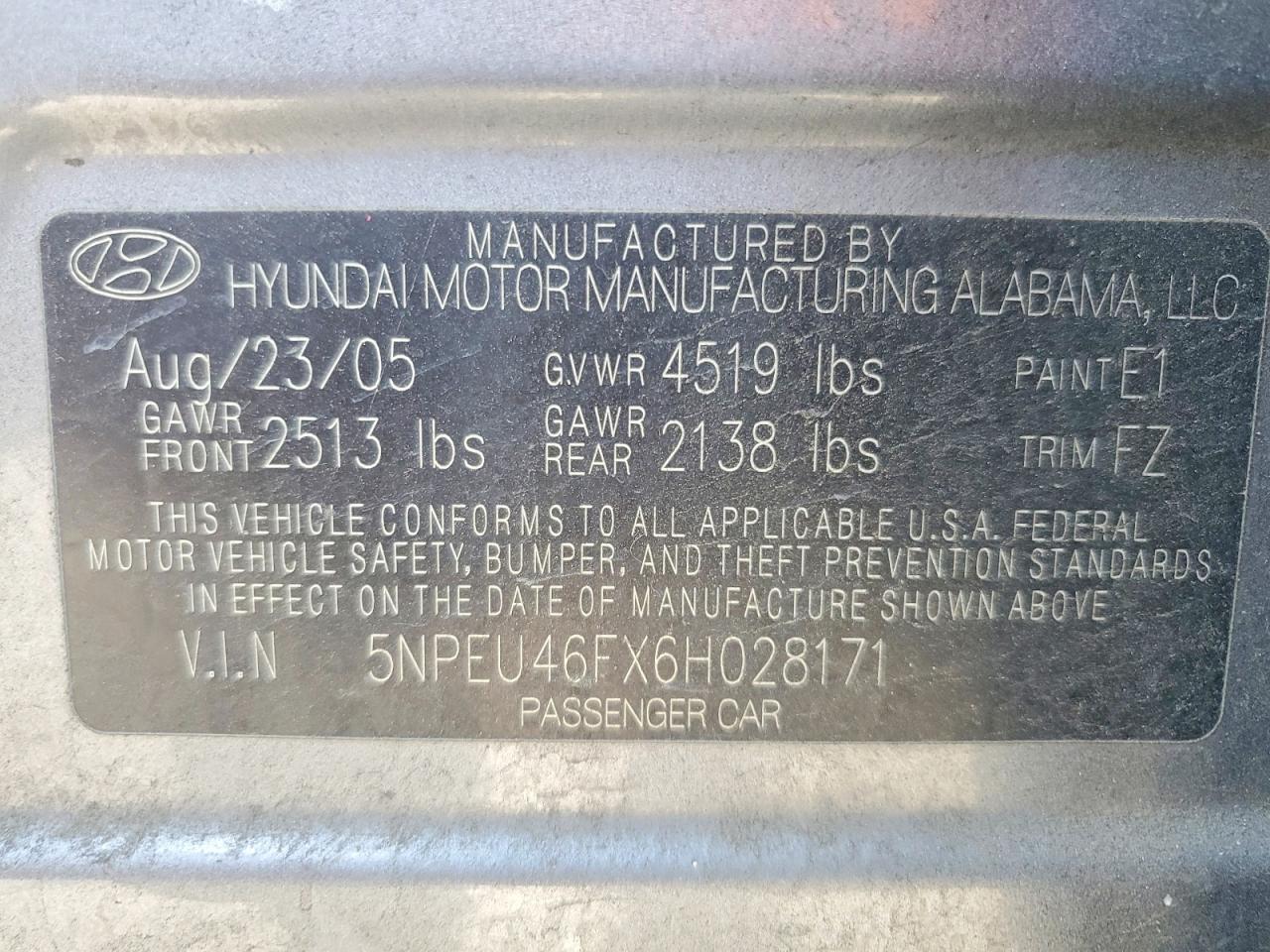 2006 Hyundai Sonata Gls V6 Silver vin: 5NPEU46FX6H028171