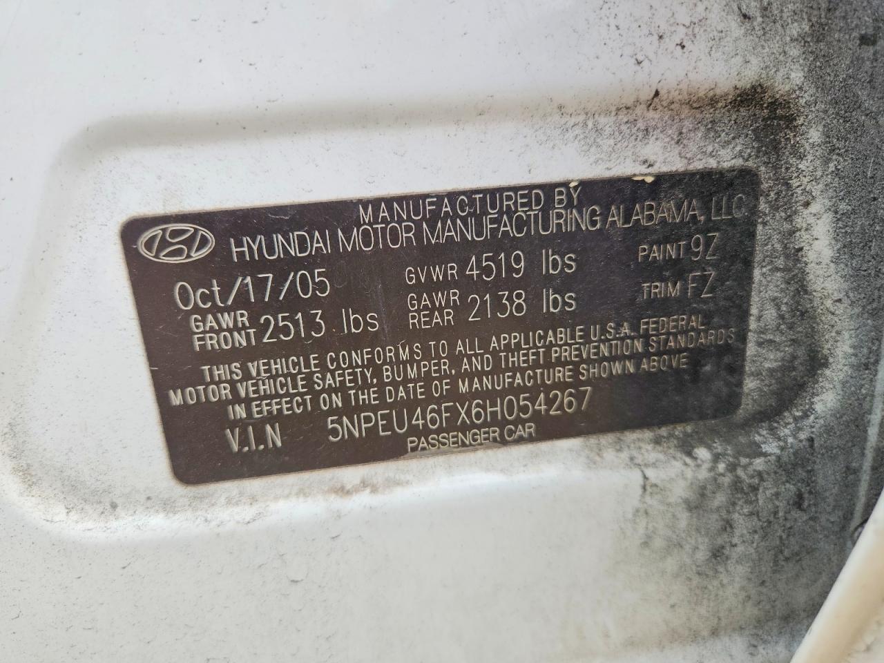 2006 Hyundai Sonata Gls V6 White vin: 5NPEU46FX6H054267