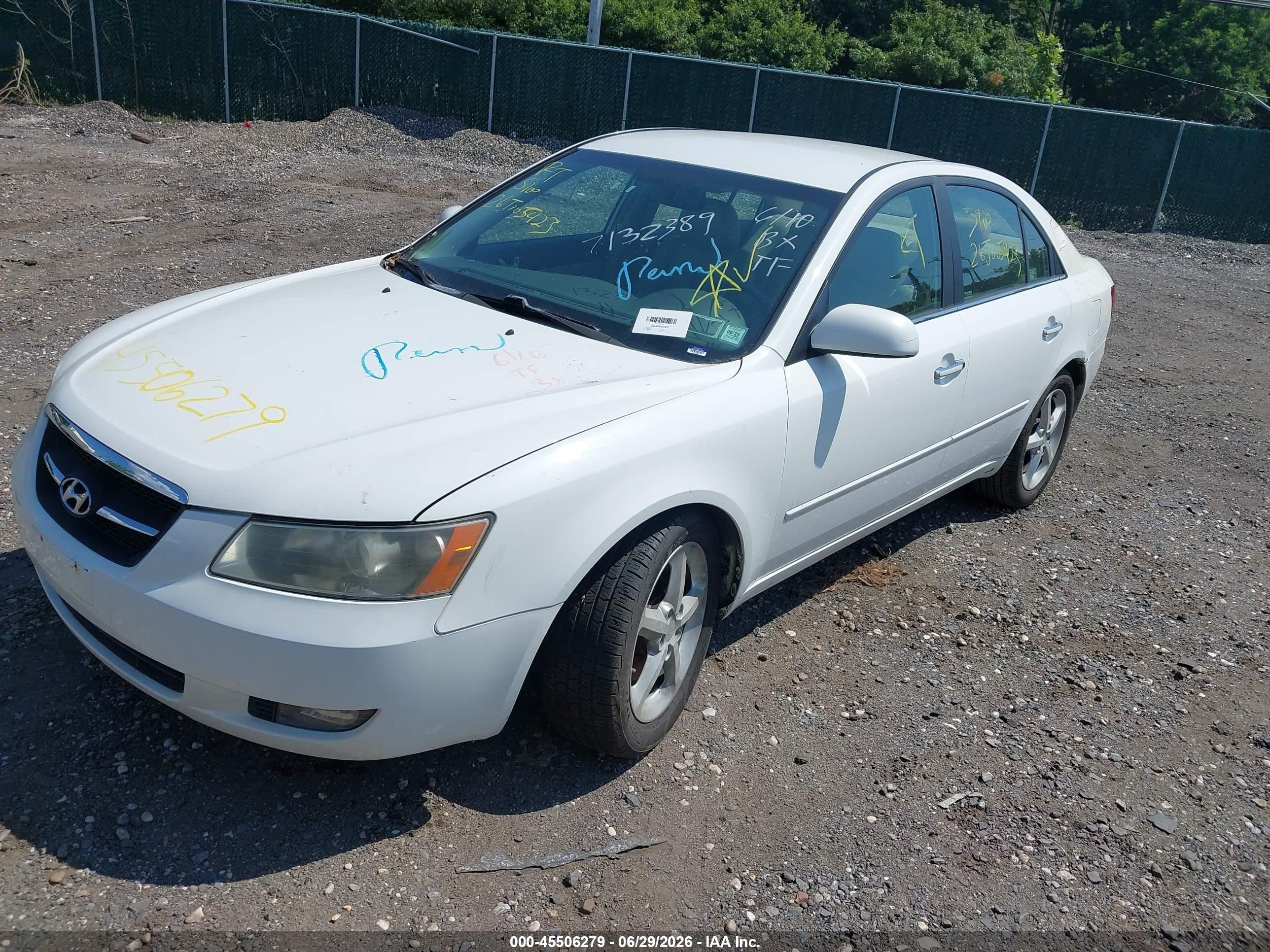2007 Hyundai Sonata Limited/limited W/xm/se/se W/xm White vin: 5NPEU46FX7H248265