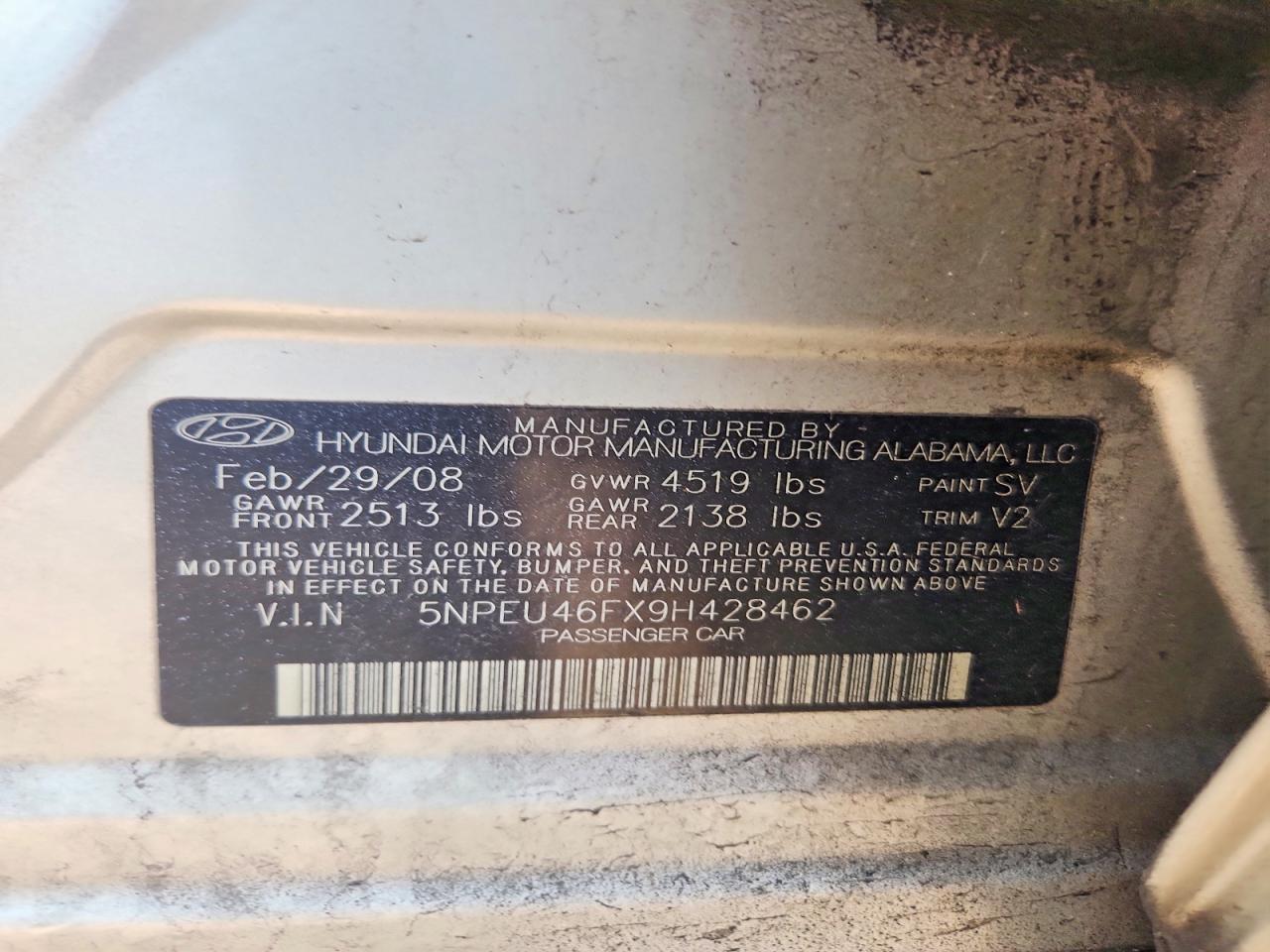 2009 Hyundai Sonata Limited V6 Gold vin: 5NPEU46FX9H428462