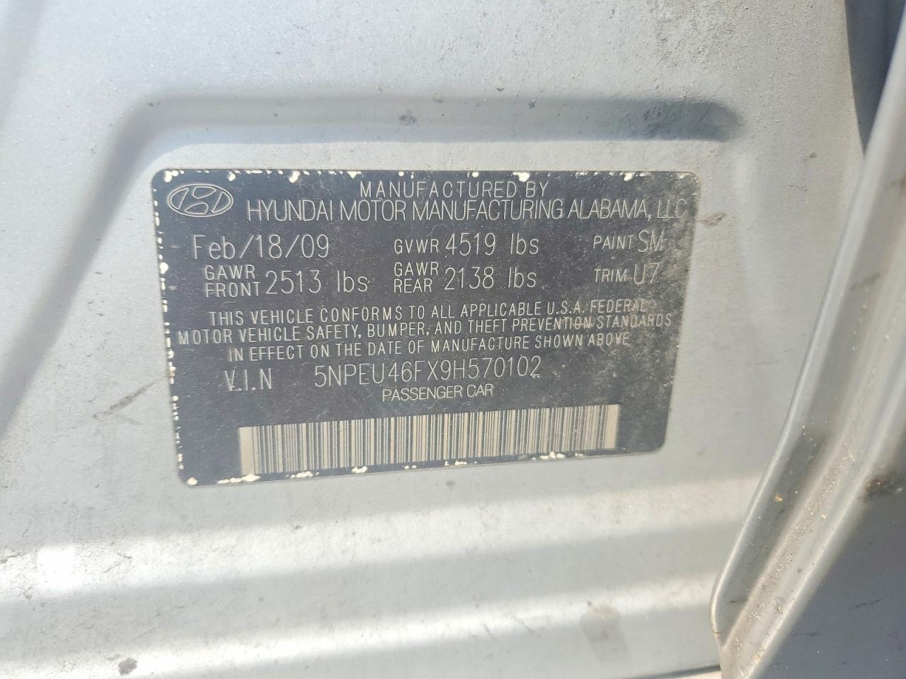 2009 Hyundai Sonata Limited V6 Silver vin: 5NPEU46FX9H570102