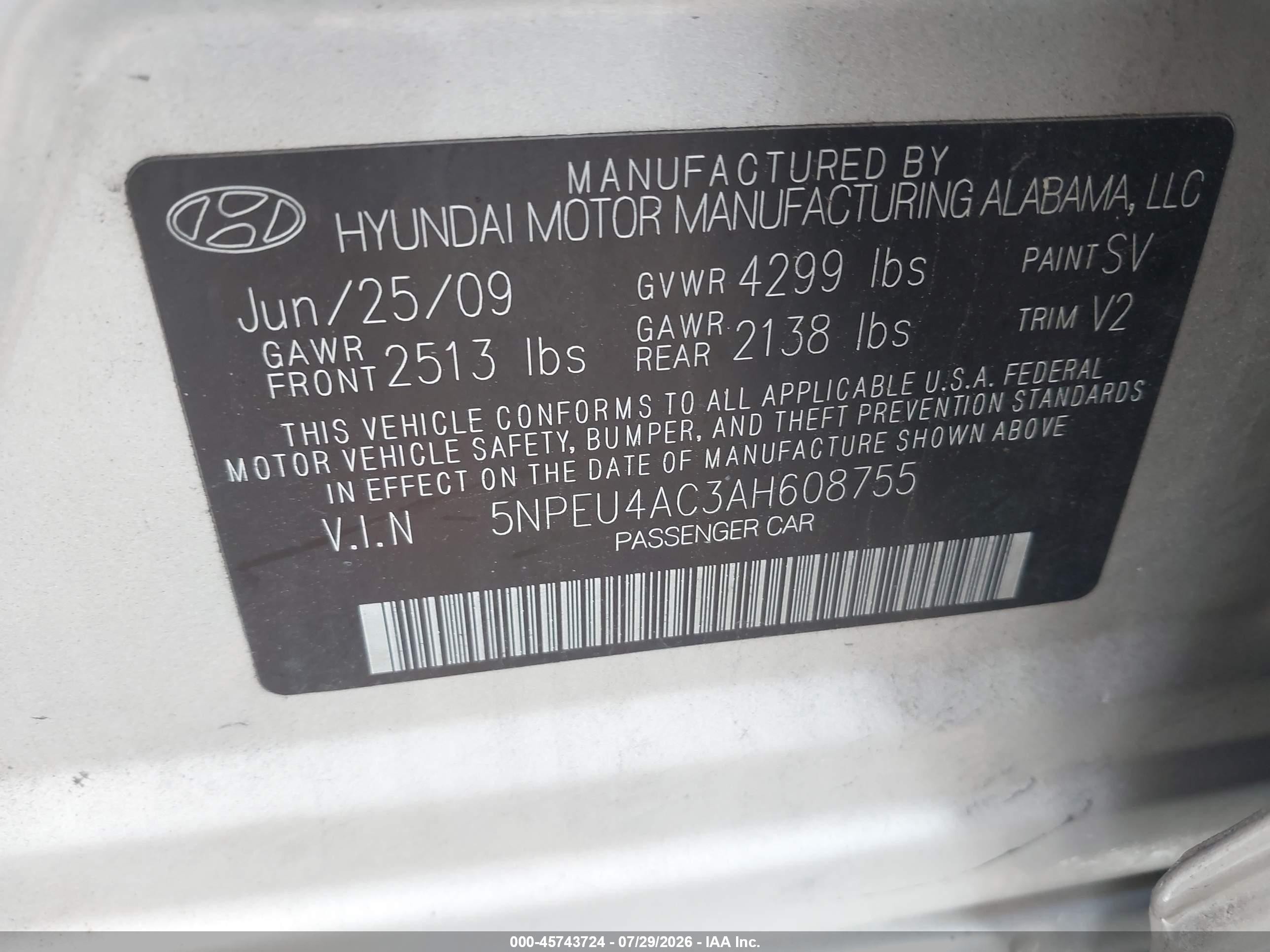 2010 Hyundai Sonata Limited Gold vin: 5NPEU4AC3AH608755