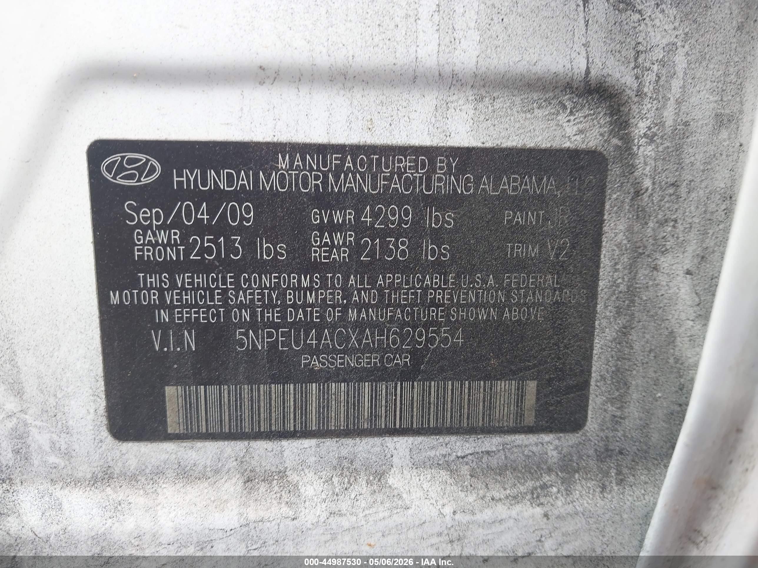2010 Hyundai Sonata Limited Белый vin: 5NPEU4ACXAH629554
