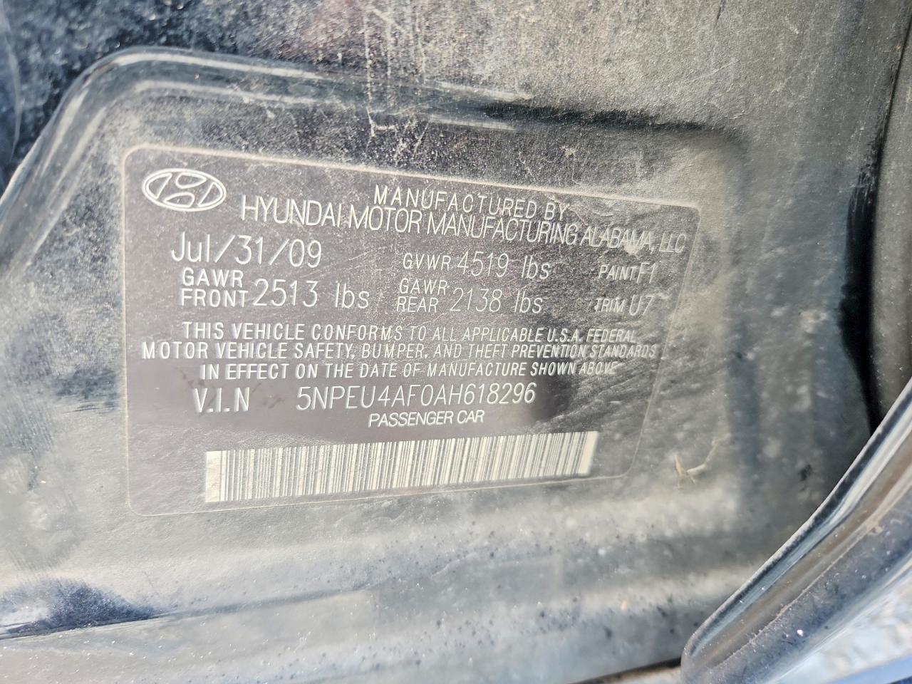 2010 Hyundai Sonata Se V6 Black vin: 5NPEU4AF0AH618296