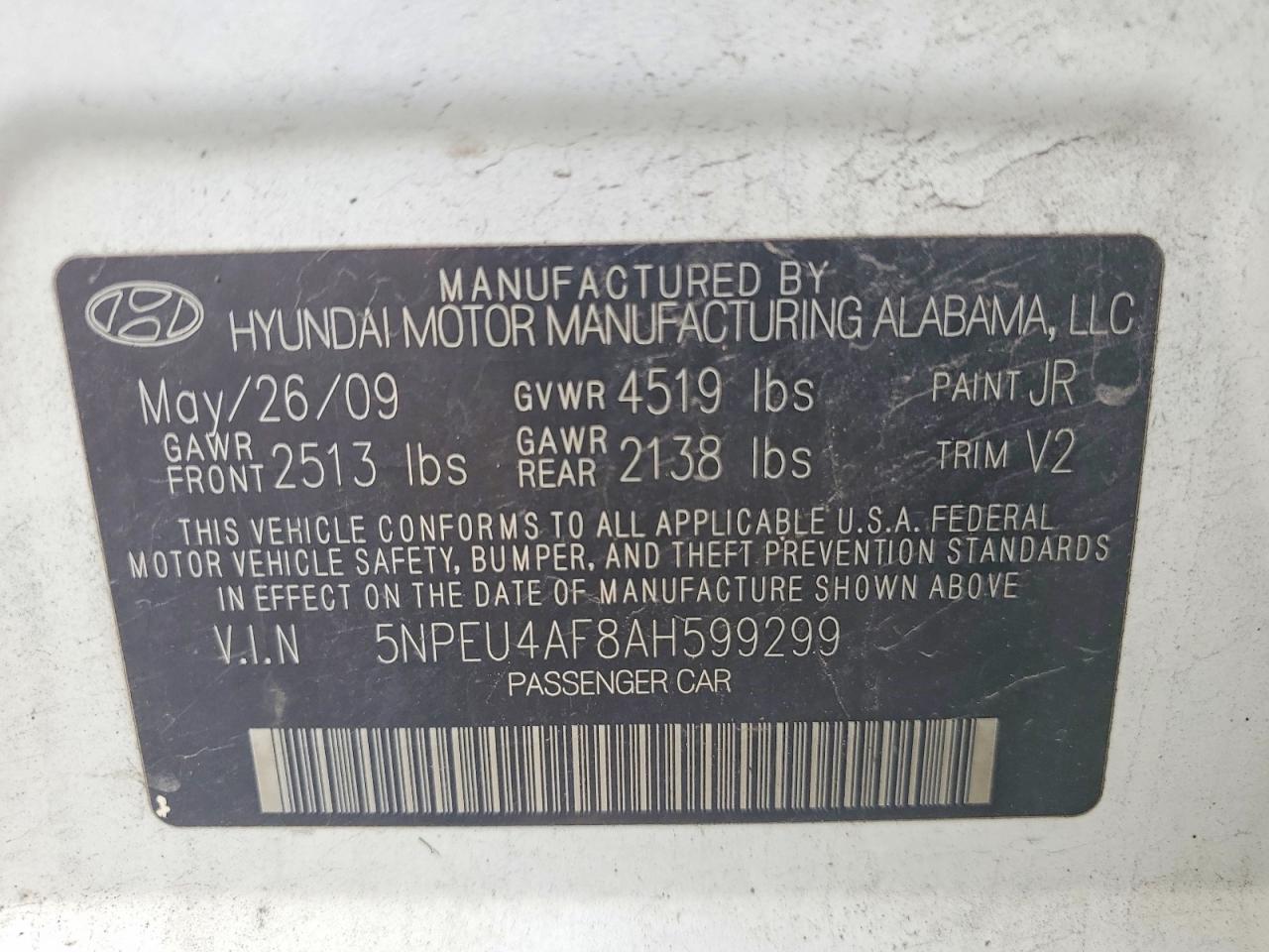 2010 Hyundai Sonata Limited V6 White vin: 5NPEU4AF8AH599299