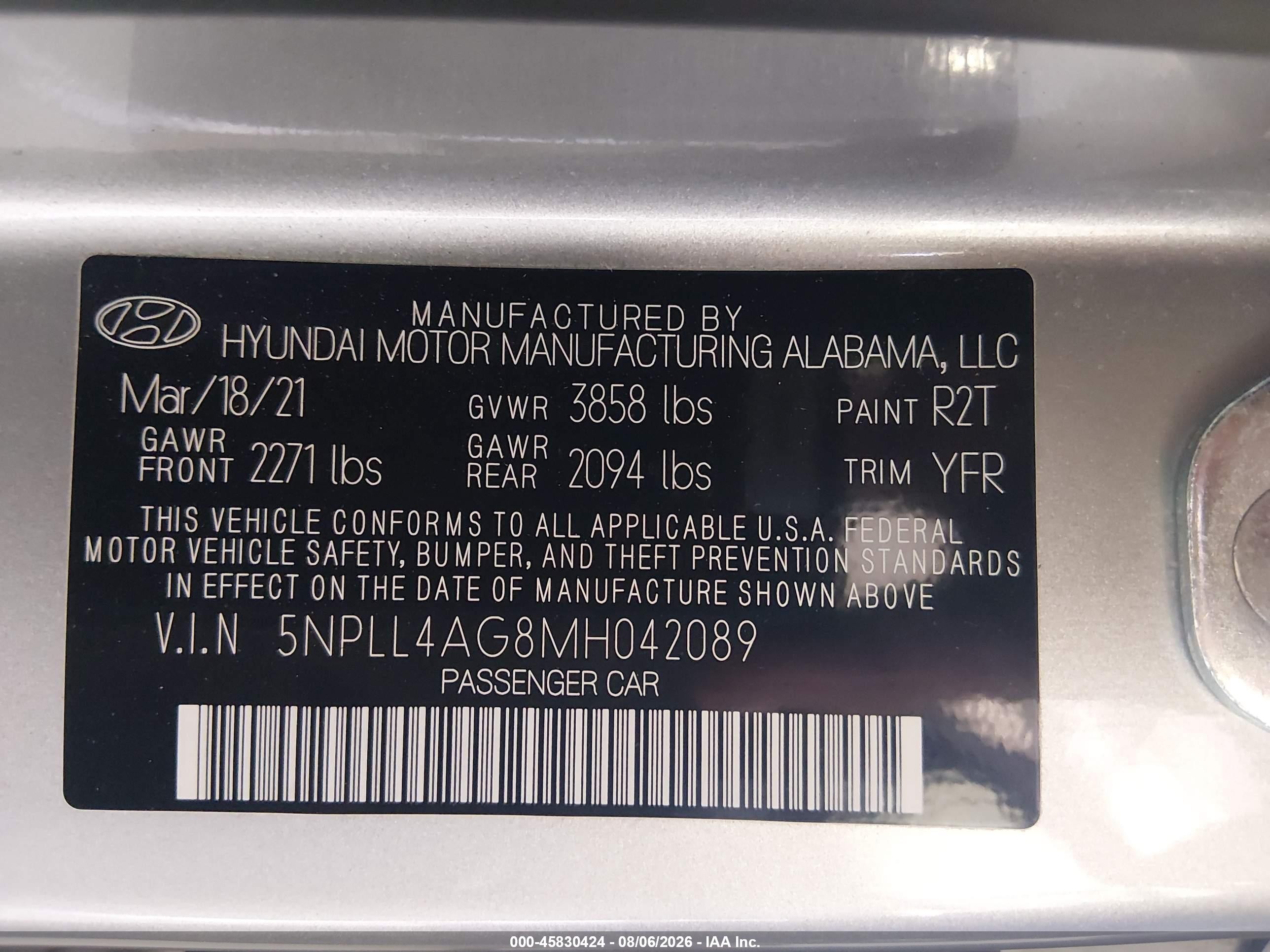 2021 Hyundai Elantra Se Silver vin: 5NPLL4AG8MH042089