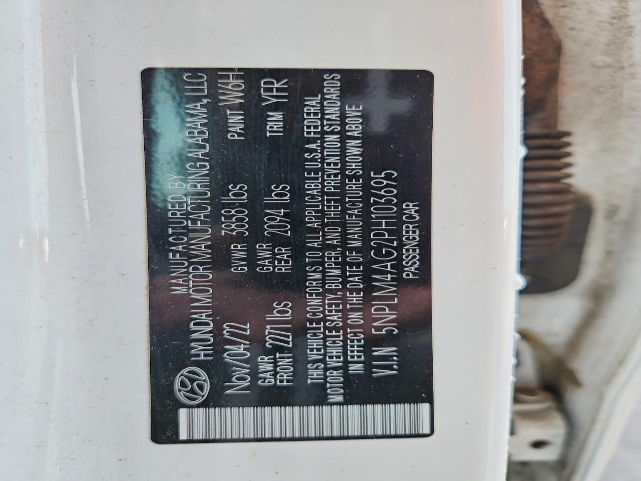 2023 Hyundai Elantra Sel White vin: 5NPLM4AG2PH103695