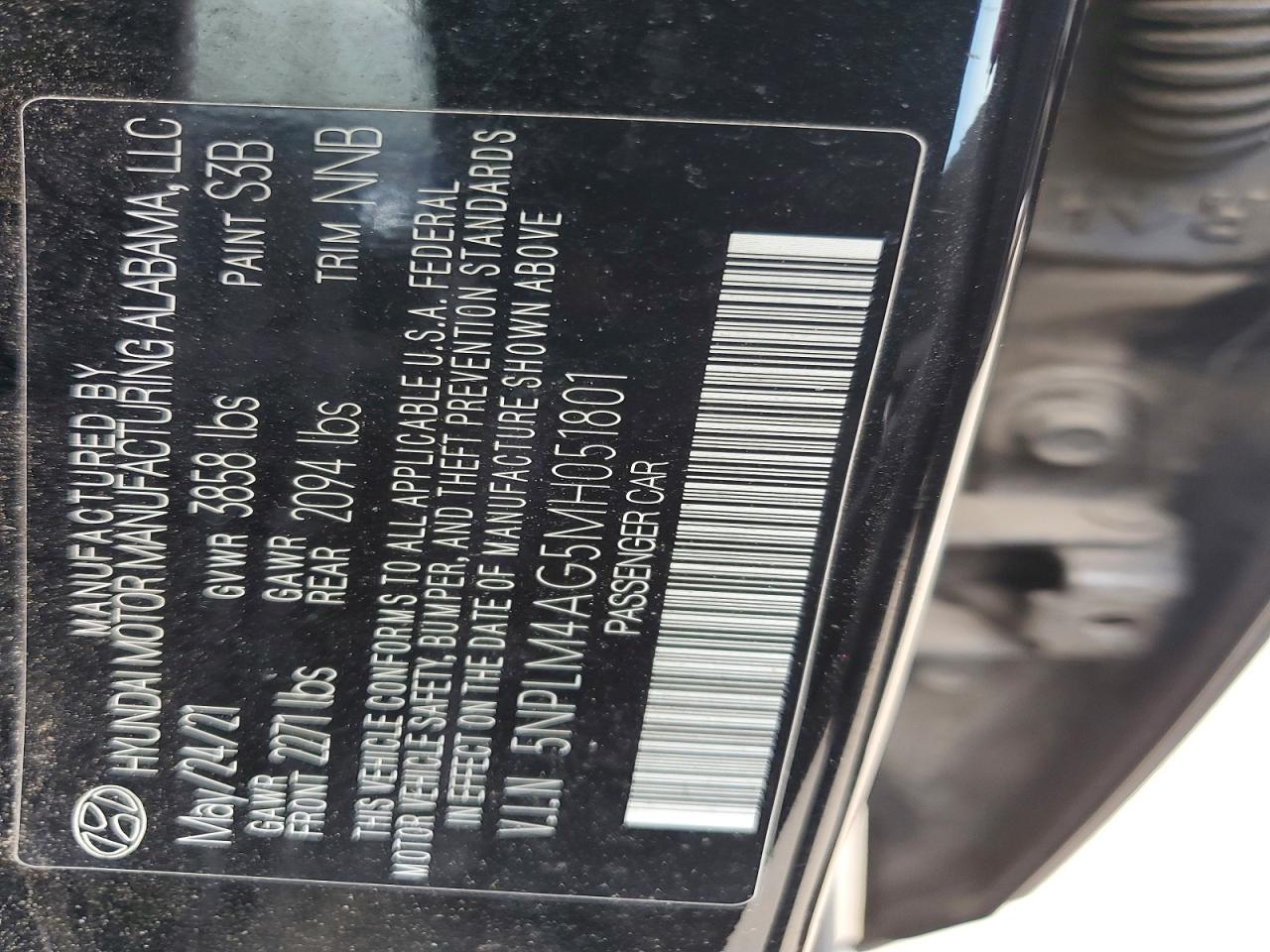 2021 Hyundai Elantra Sel Black vin: 5NPLM4AG5MH051801