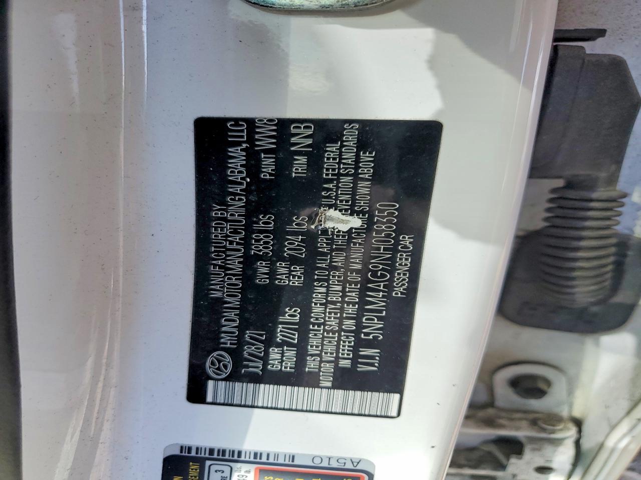 2022 Hyundai Elantra Sel White vin: 5NPLM4AG9NH058350